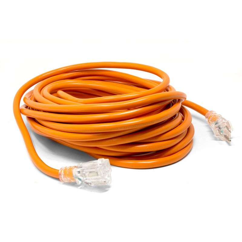 WEN PC5124 50ft 12-Gauge Heavy-Duty SJTW Outdoor 12/3 Extension Cord with 5-15R Light-Up Outlet