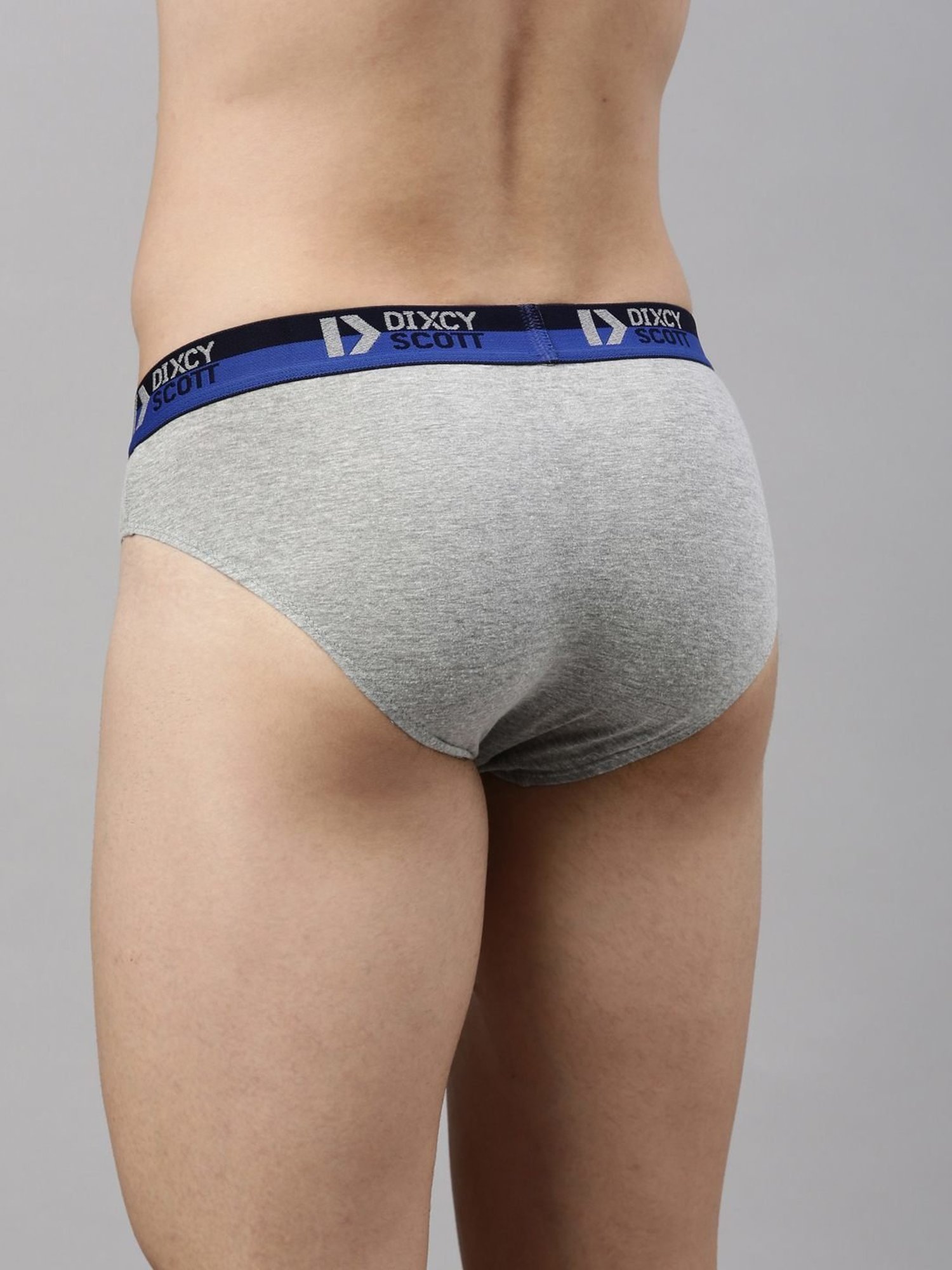 Dixcy Scott Originals Grey Melange Cotton Regular Fit Briefs - Pack Of 2