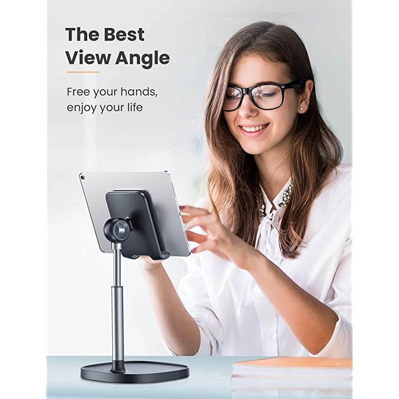 Cell Phone Stand, Angle Height Adjustable  Phone Stand for Desk, Thick Case Friendly Phone Holder Stand for Desk, Compatible with All Mobile Phones,iPhone,Switch,iPad,Tablet(4-10in)