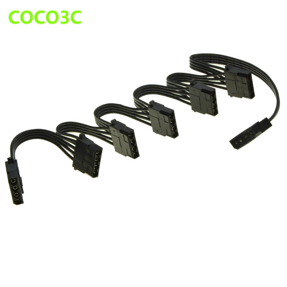 Micro Connectors 30cm Addressable RGB (ARGB) 1 to 4 Splitter Cable with/5 Male Pins (F04-04ARGB-30)