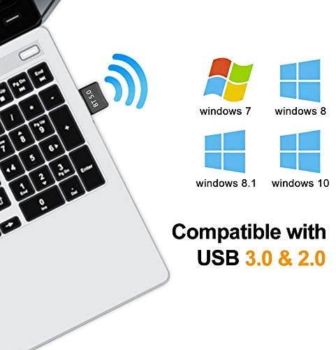 USB Bluetooth 5.0 Adapter Dongle - Wireless Bluetooth Transmitter Receiver for Windows 10/8.1/8 / 7 / XP Laptop PC for Bluetooth Speaker, Headset, Keyboard, Mouse, Game Controller