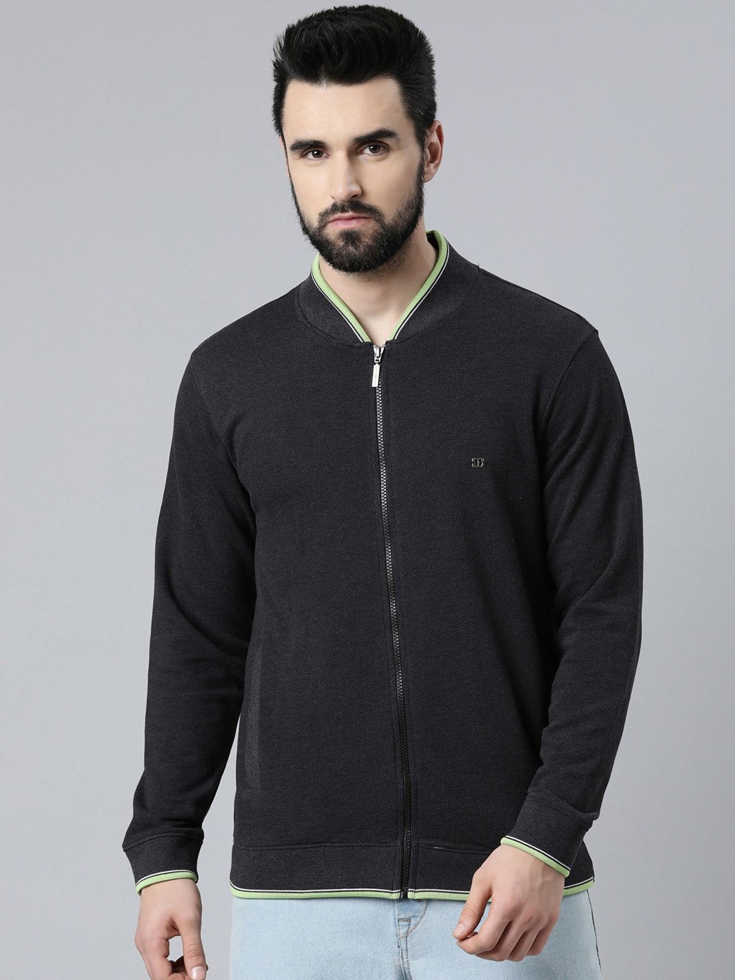 DIXCY SCOTT MAXIMUS Jet Black Relaxed Fit Bomber Neck Jacket