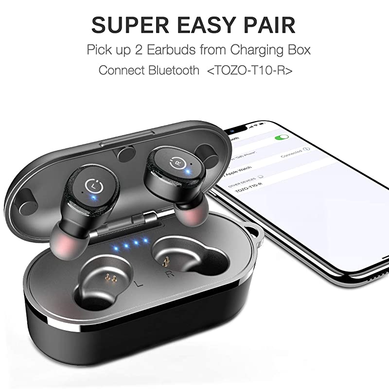 T10 Bluetooth 50 Wireless Earbuds with Wireless Charging Case IPX8 Waterproof TWS Stereo Headphones inEar Builtin Mic Headset Premium Sound with Deep Bass for Sport