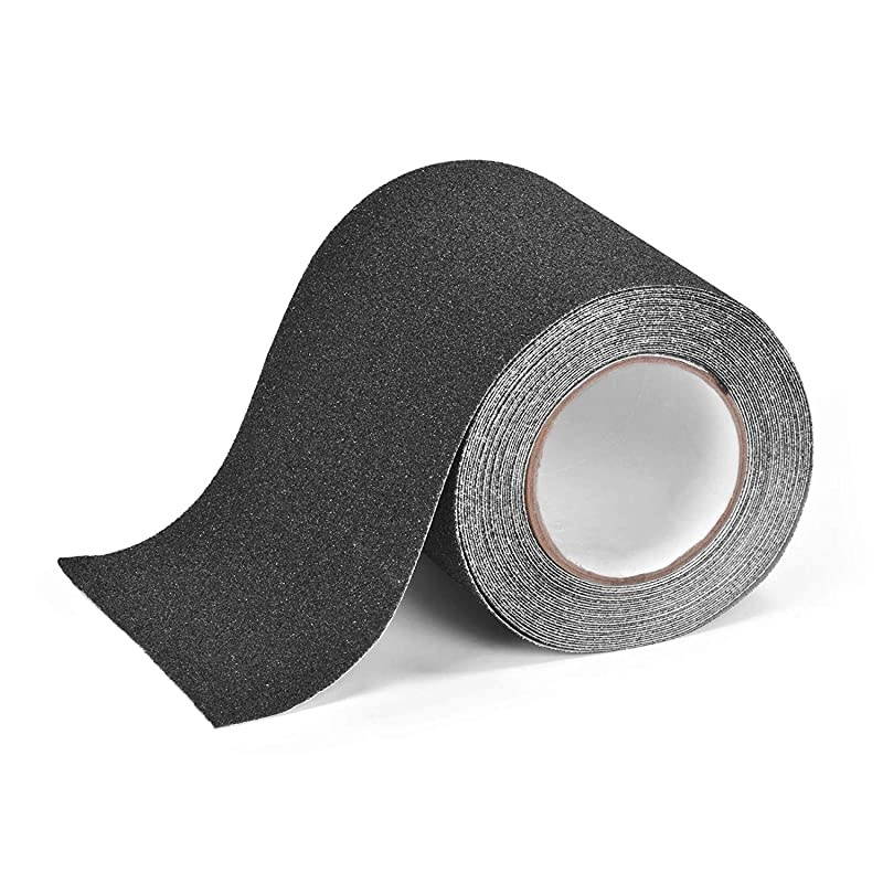 Slip Traction Tape 6quot &times; 30 Feet Longer and Wider 80 Grit Best Grip and Friction Safe Tread Step Strong Abrasive Adhesive for Stairs Indoor Outdoor Black