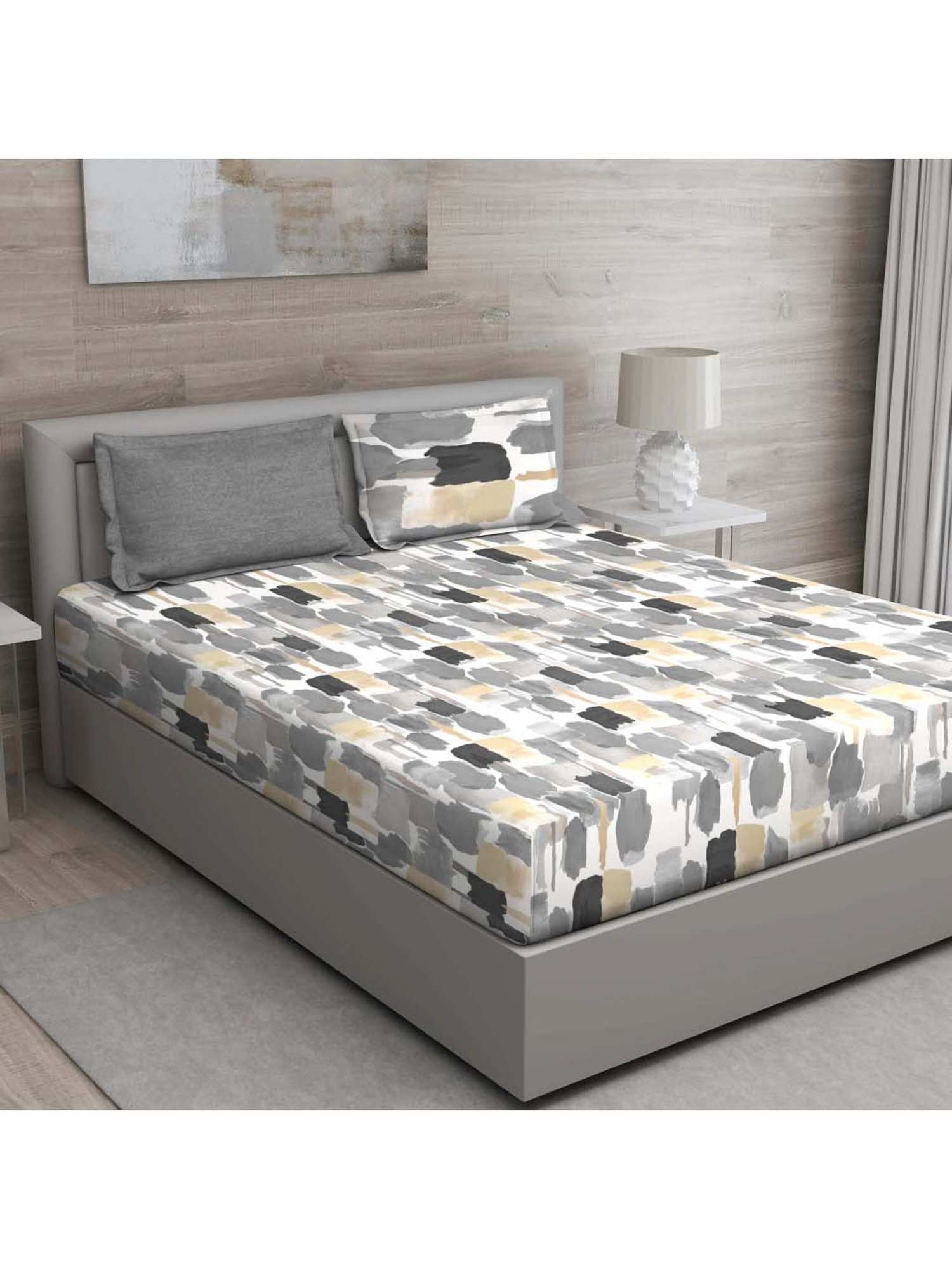 GM Multicolor 100% Cotton 144 TC King Bedsheet Set