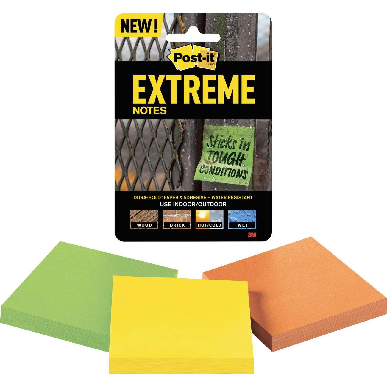 Post-it Extreme Notes, 3"x3", Multicolor, Self-adhesive, 135 / Pack