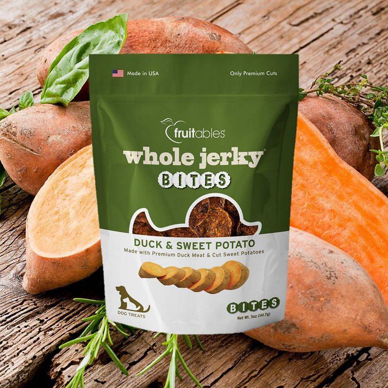 Fruitables Whole Jerky Bites Duck and Sweet Potato Jerky Dog Treats - 5oz