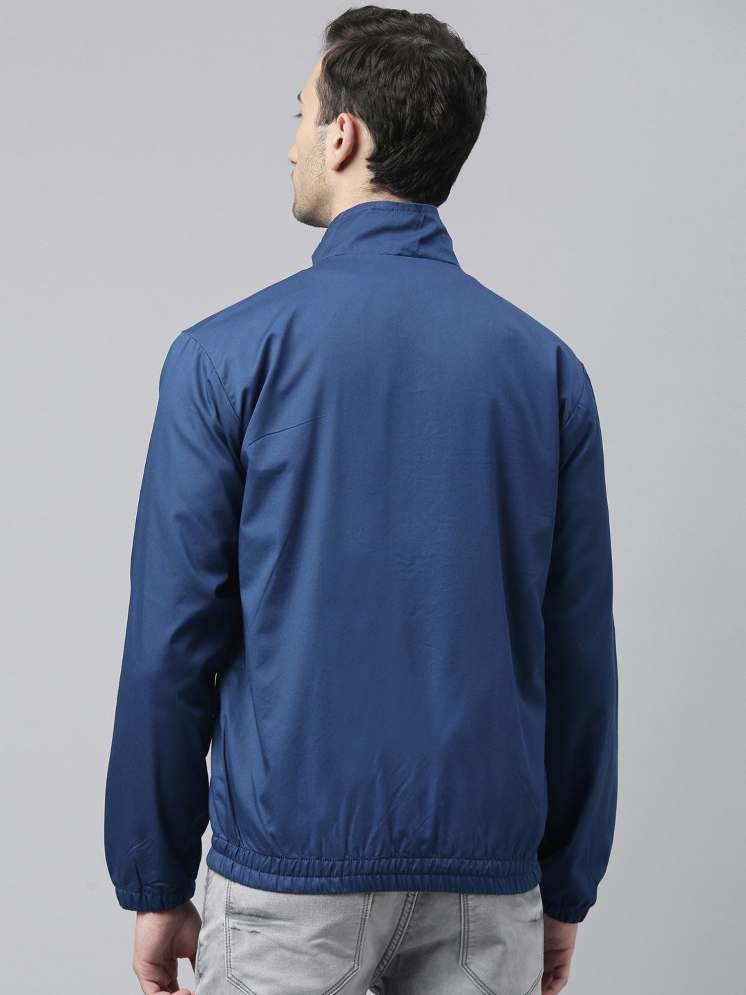 CINOCCI Blue Cotton Slim Fit Jacket