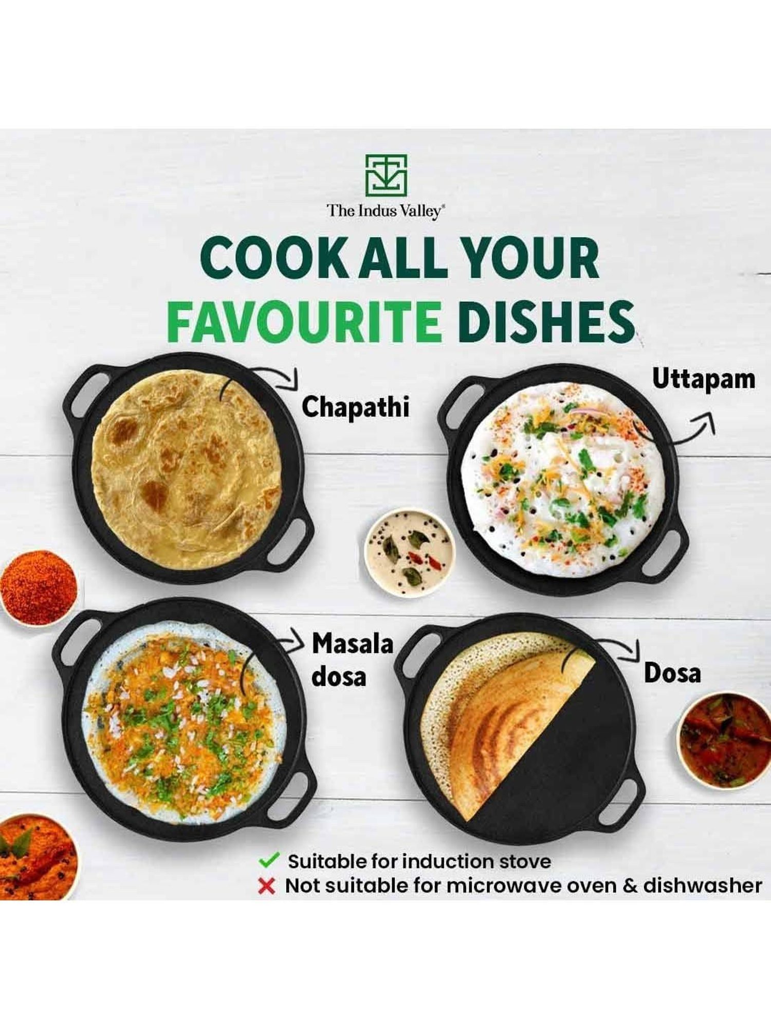 The Indus Valley Black Cast Iron Deep Frying Kadhai (2 L)