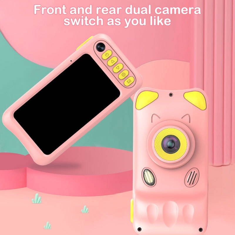A200L 4.39 inch Cute Cartoon Style High-definition Camera Toy Front and Rear Dual-lens Camera