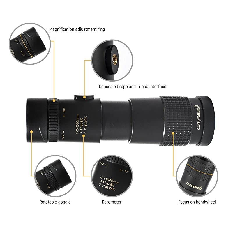 Monocular for Adults Monocular Scope Super Lightweight only 035lbs with 824x high Powered Magnification Hunting Monocular Monoscope Pocket Scope M6