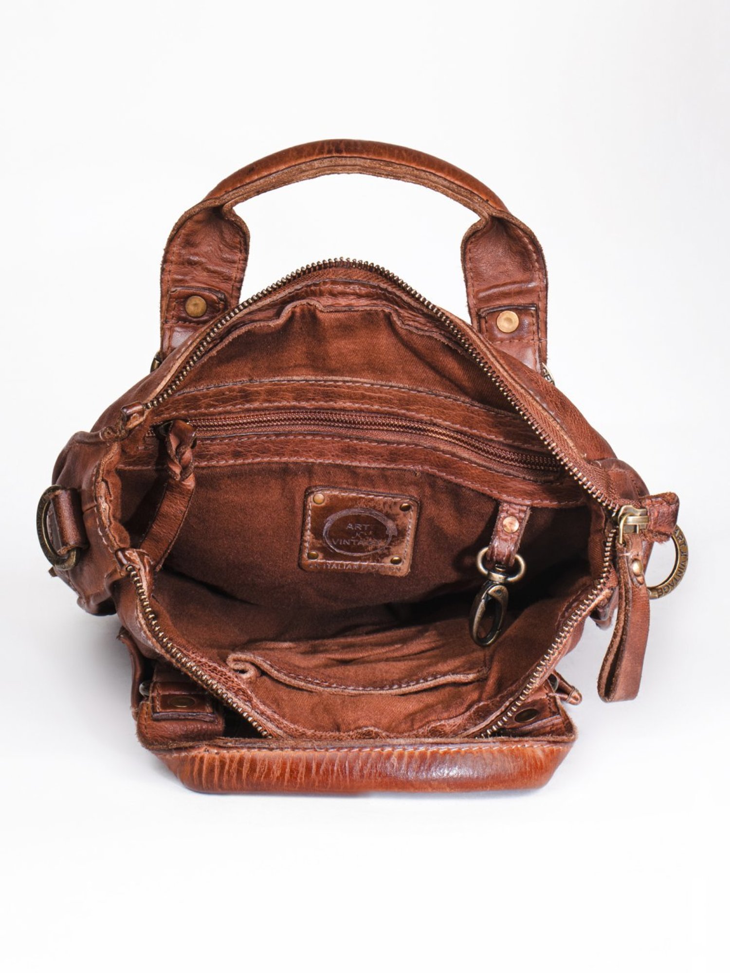 HiLEDER Brown Textured Small Leather 12 inch Cross Body Bag