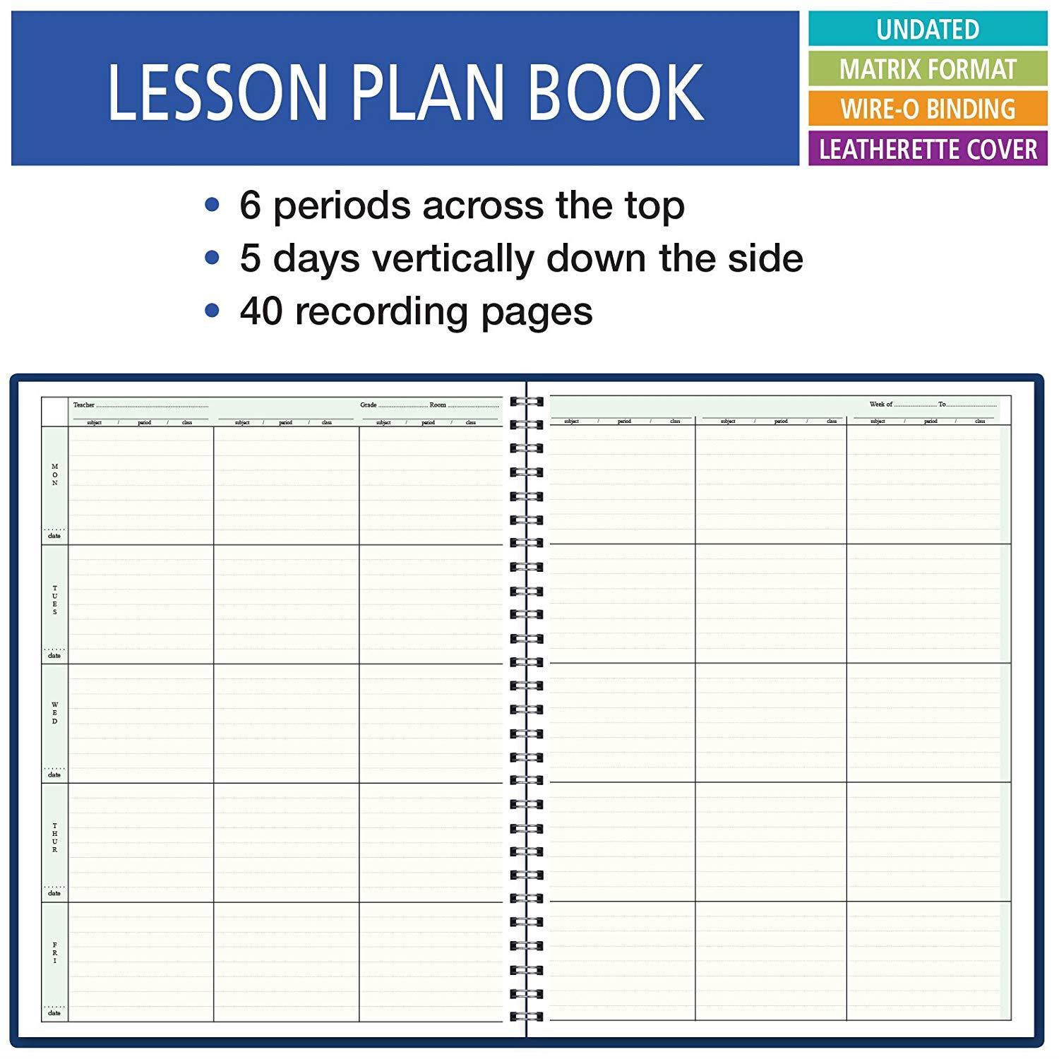 6 Period Teacher Lesson Plan; Days Vertically Down the Side (W202)