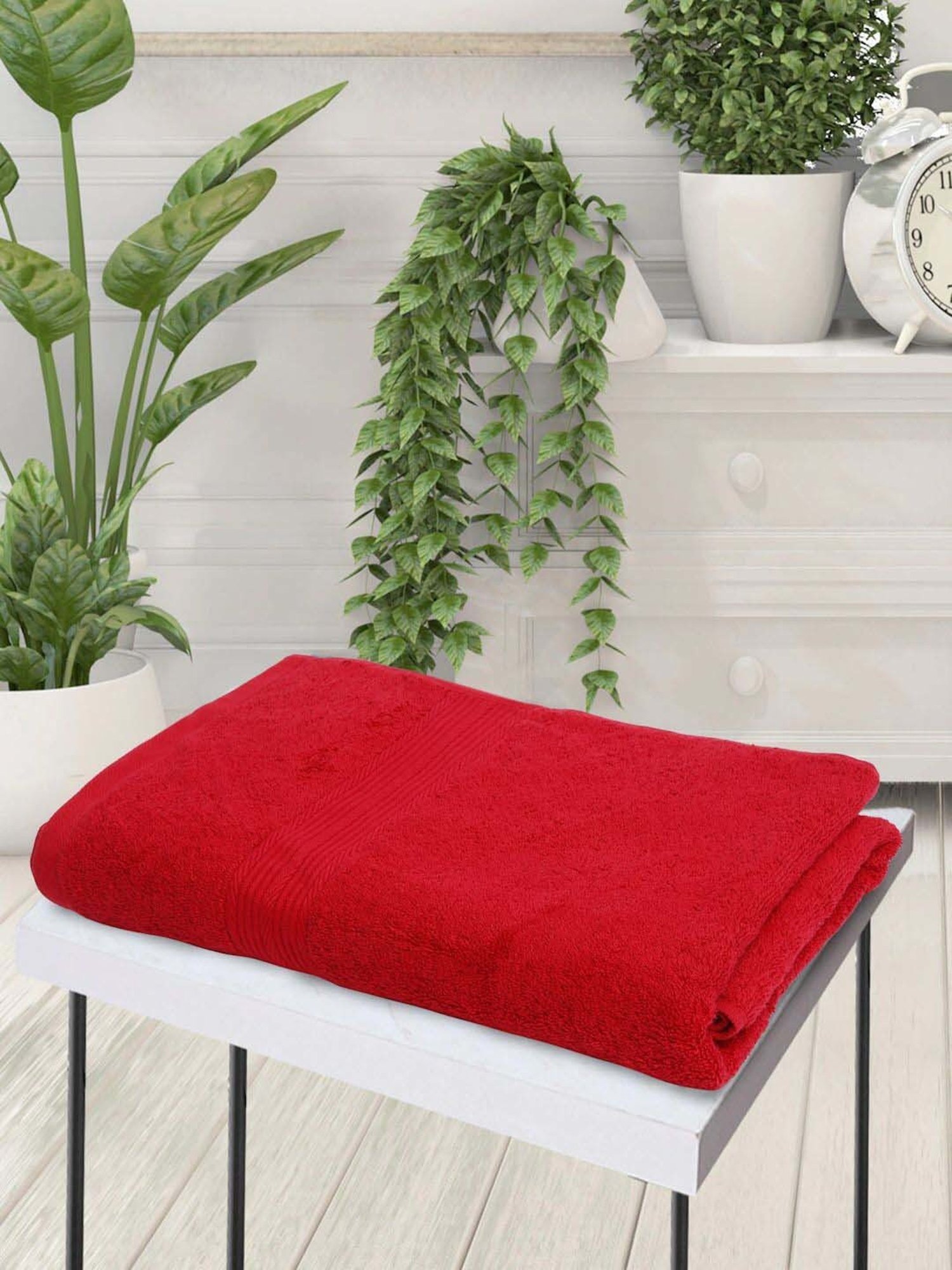 Creeva Red Cotton 450 GSM Bath Towel