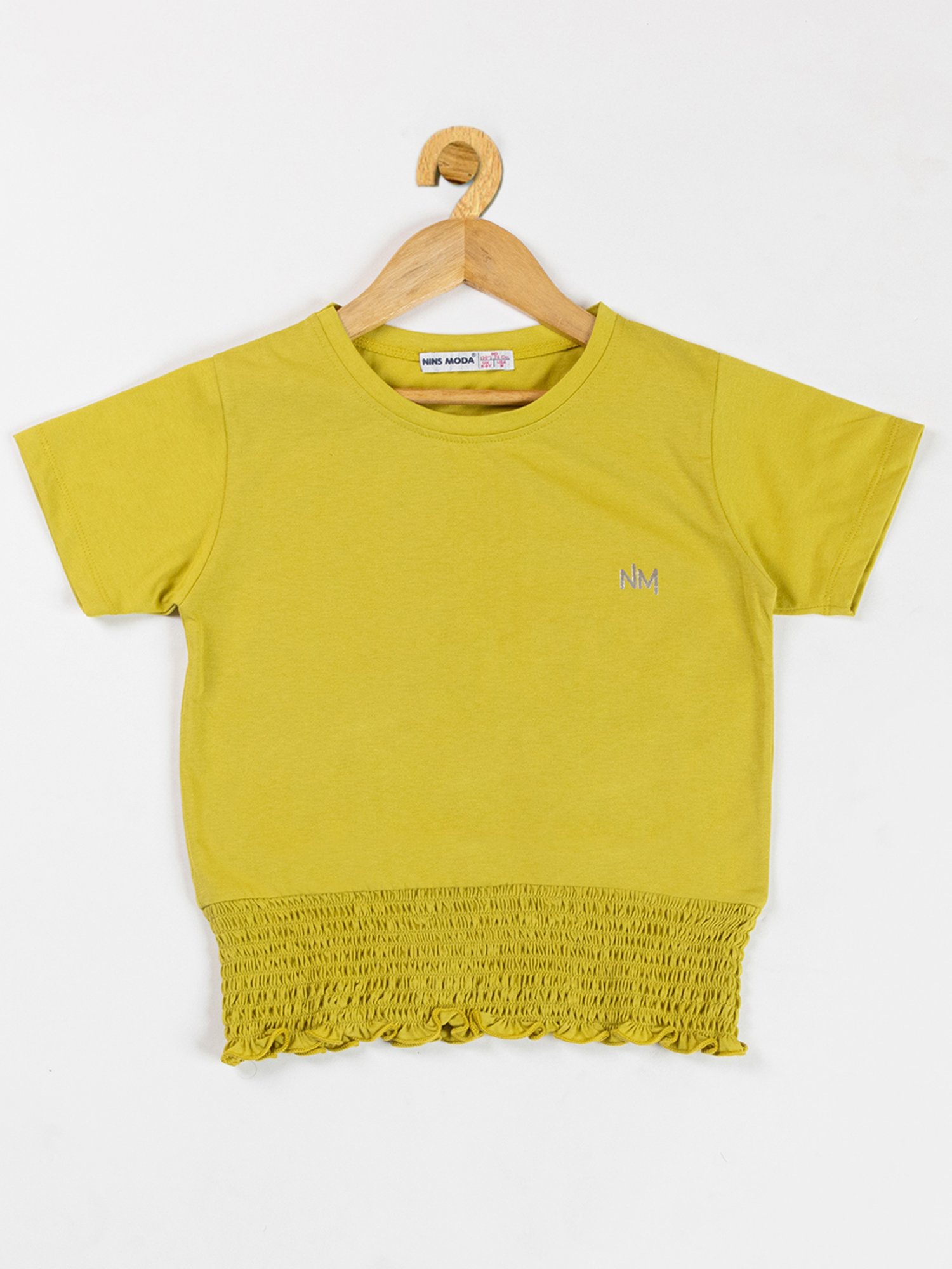 NINS MODA Kids Yellow Solid Crop Top