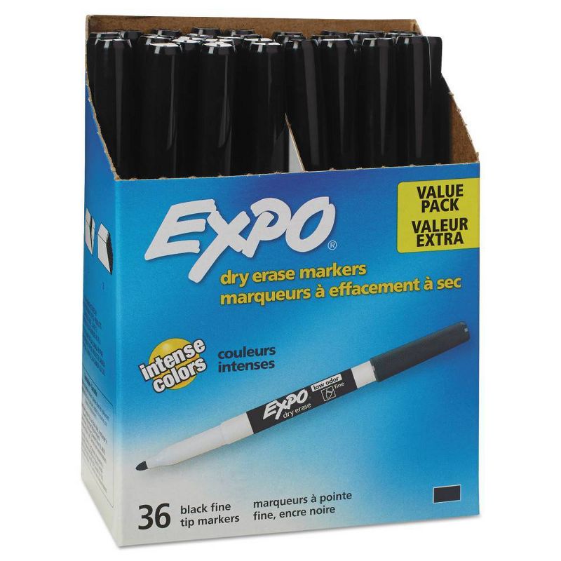 EXPO Low Odor Dry Erase Marker Fine Point Black 36/Box