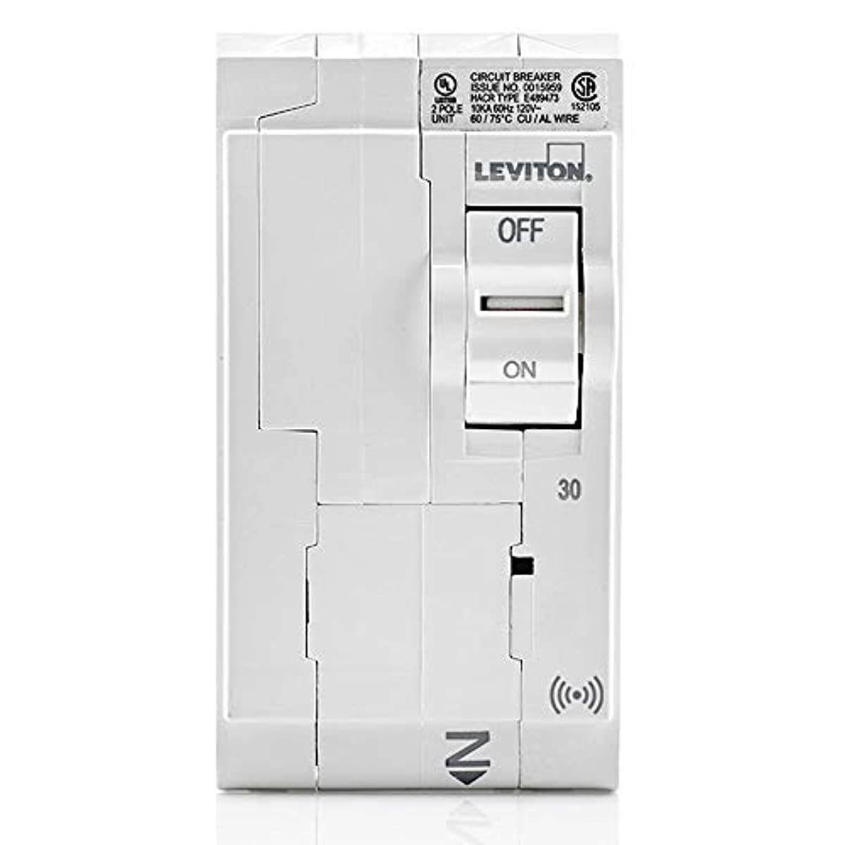 Leviton LB230-S 30 Amp, 2-Pole Plug-on Smart Standard Branch Circuit Breaker, 120 VAC, White