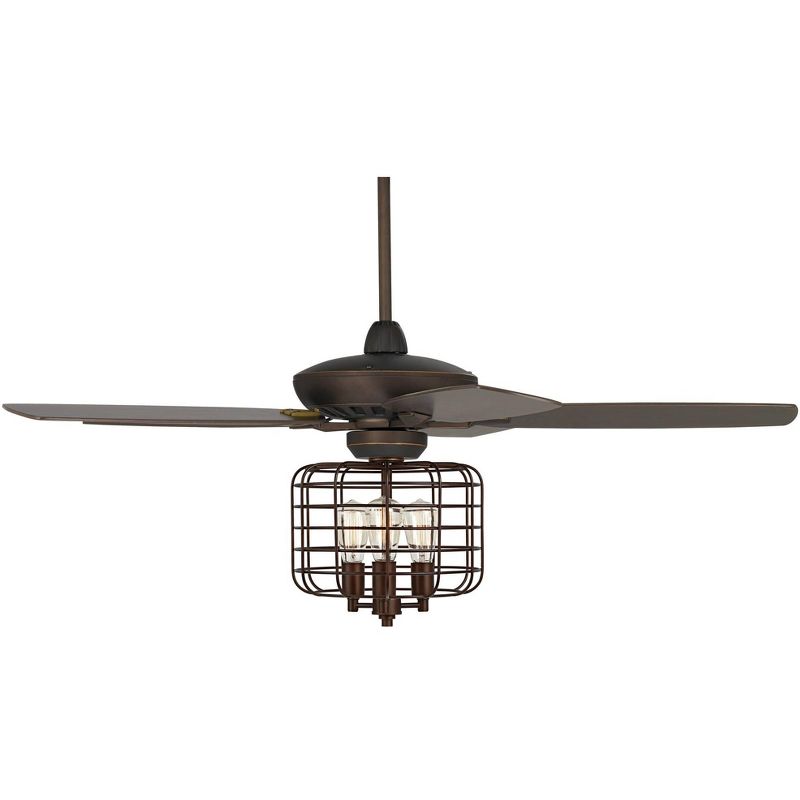 52" Casa Vieja Vintage Industrial Ceiling Fan with Light LED Dimmable Remote Oil Rubbed Bronze Cage Living Room Kitchen Bedroom