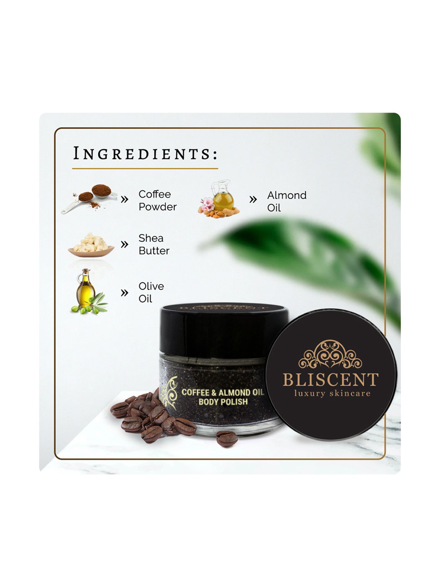 Bliscent Brown Coffee & Almond Oil Body Polish - 100 gm