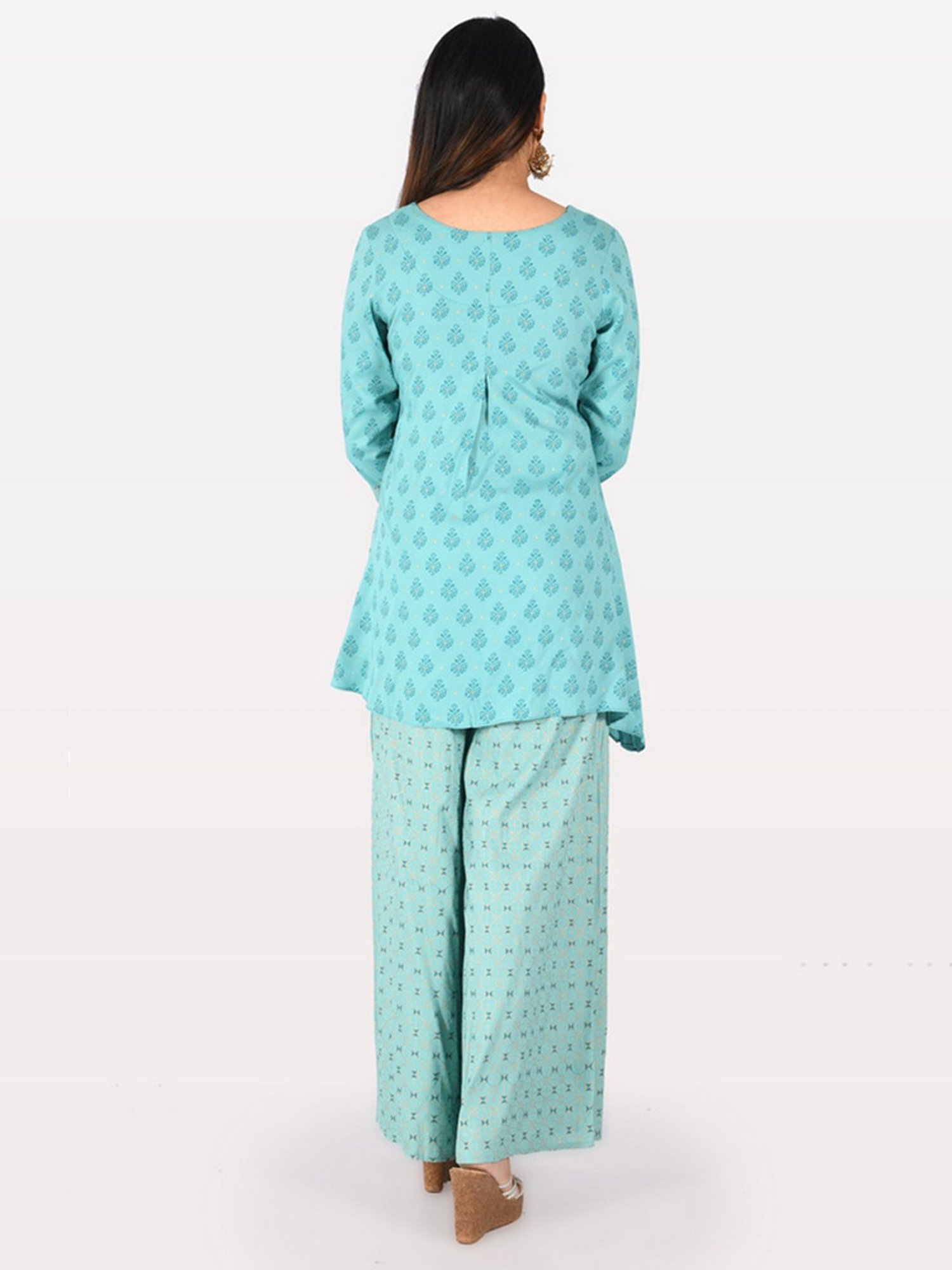 Neeru's Blue Embellished High Low Kurti
