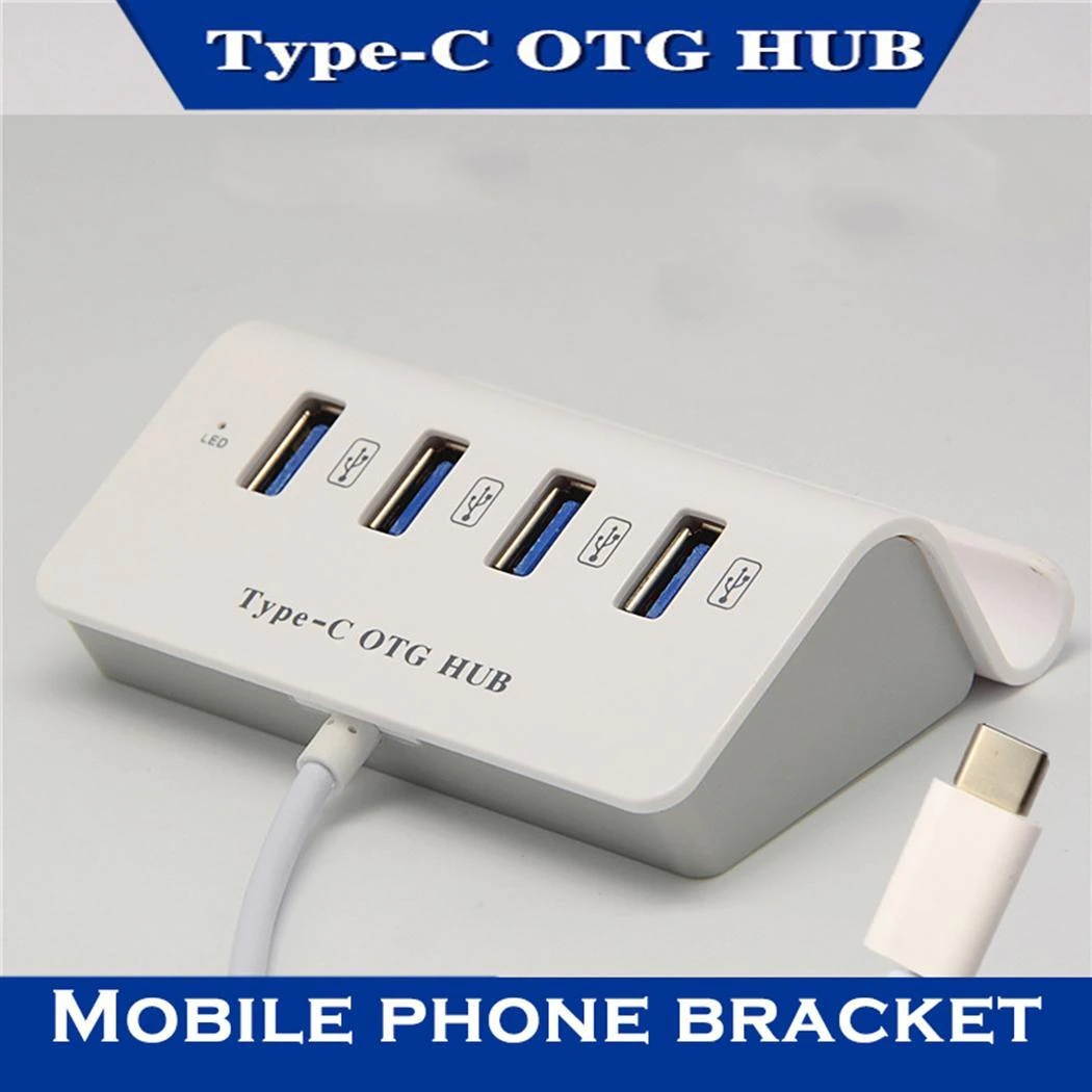 Multifunction Type-C to 4 Ports USB 3.0 OTG Especially great for notebooks Hub Casual Mobile Phone Dock Holder