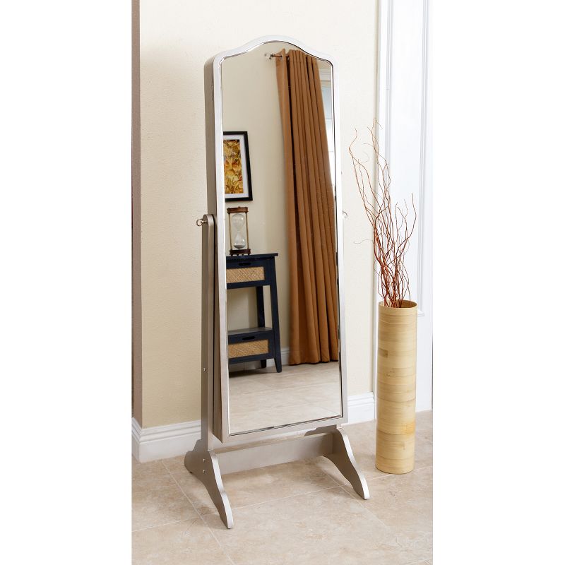 Merlo Floor-Standing Mirror and Jewelry Armoire Silver - Abbyson Living