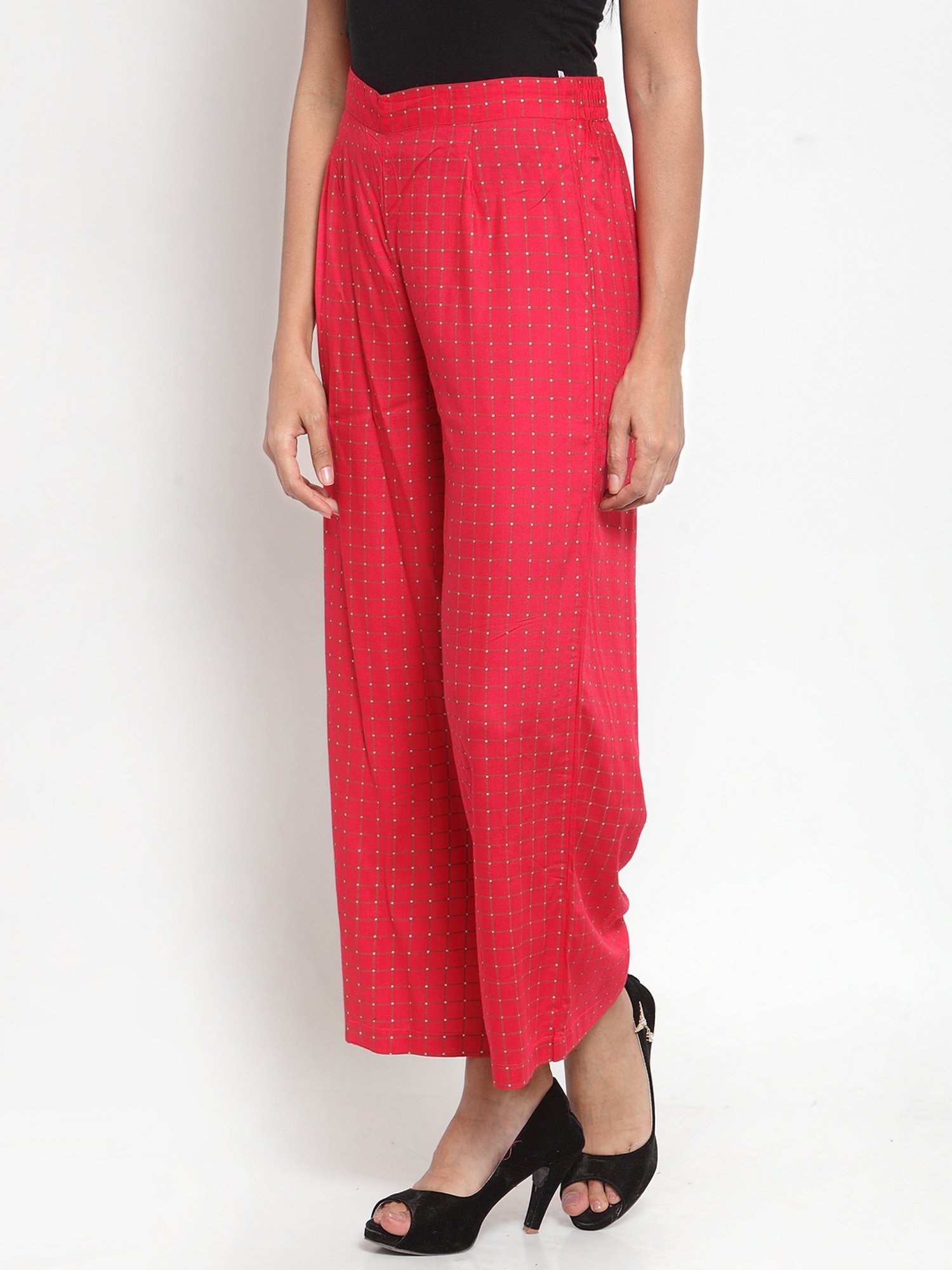 Indibelle Red Chequered Palazzos