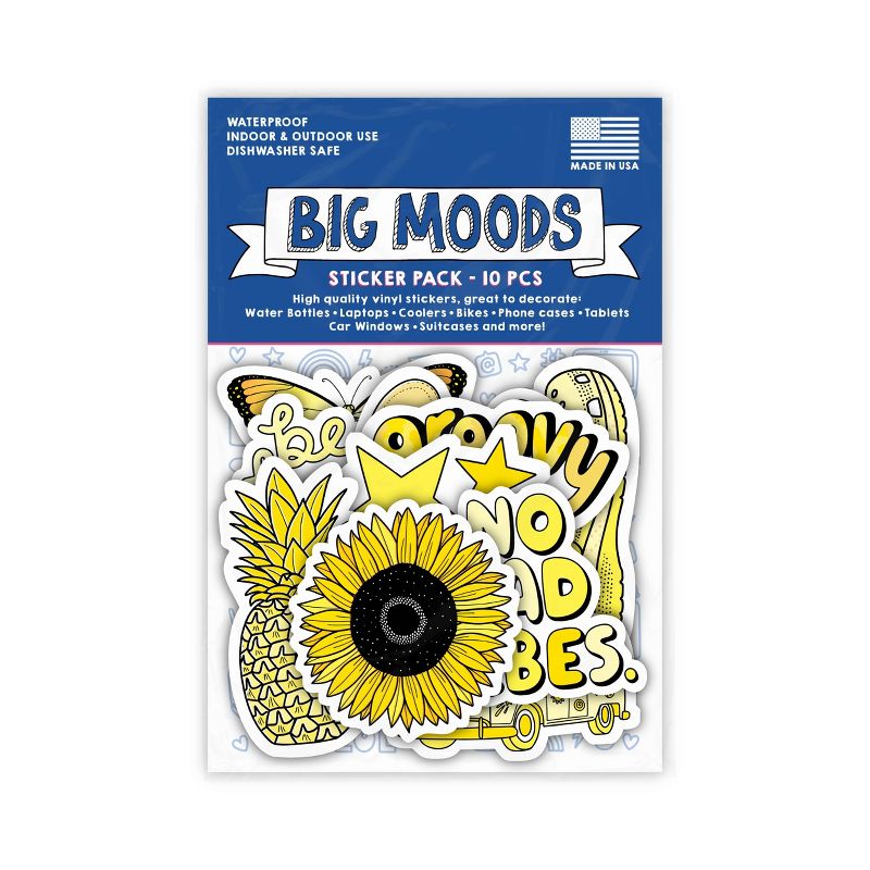 Big Moods Aesthetic Sticker Pack 10pc - Yellow
