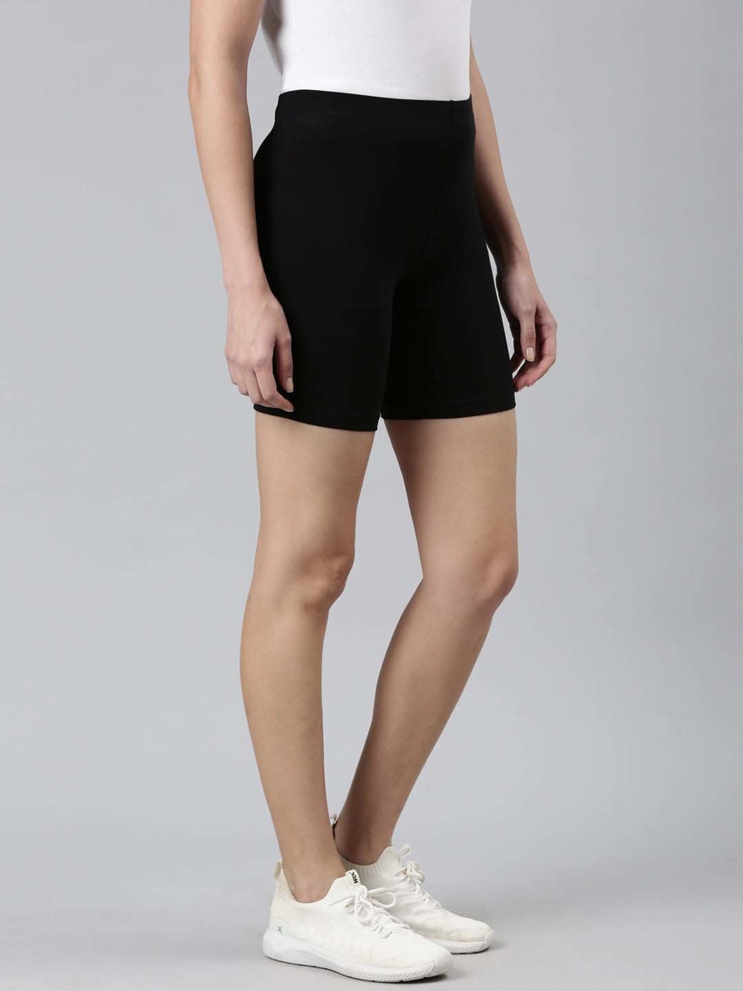 Go Colors! Black Cotton Slim Fit Sports Shorts