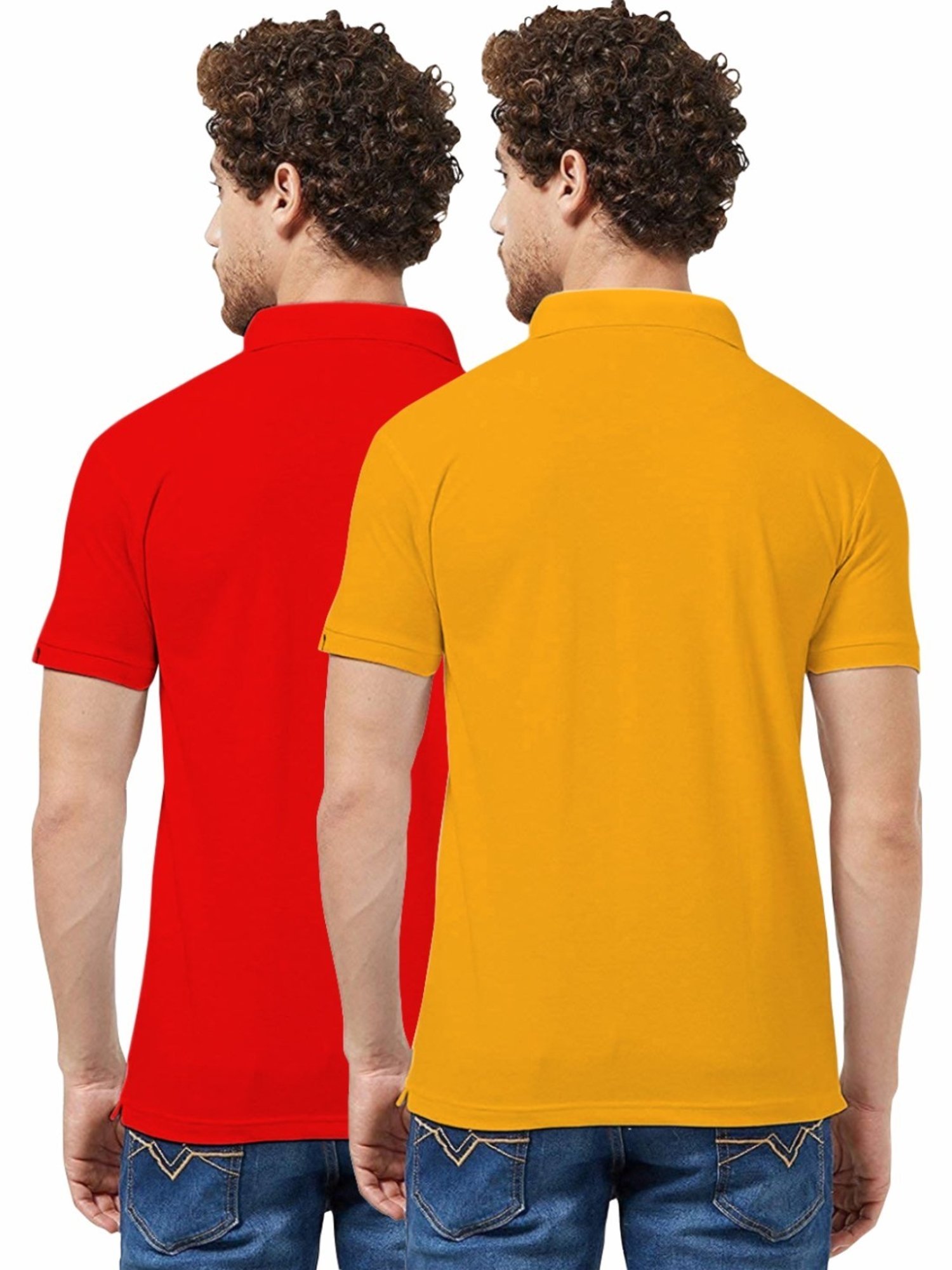 Tab91 Red & Yellow Regular Fit Printed Polo T-Shirts