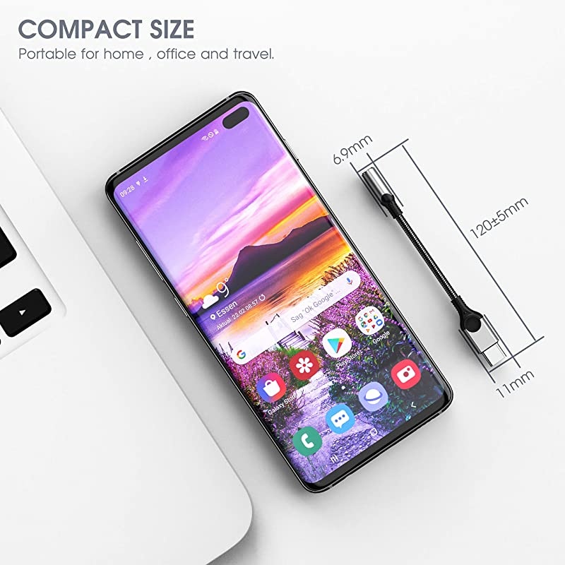 USB Type C to 3.5mm Headphone Jack Adapter,  Audio Adapter USB C to Aux Dongle Cable Cord for Pixel 4 3 2 XL, Samsung Galaxy S21 S20 Ultra S20+ Note 20 10 S10 S9 Plus ipad Pro and More (Grey)