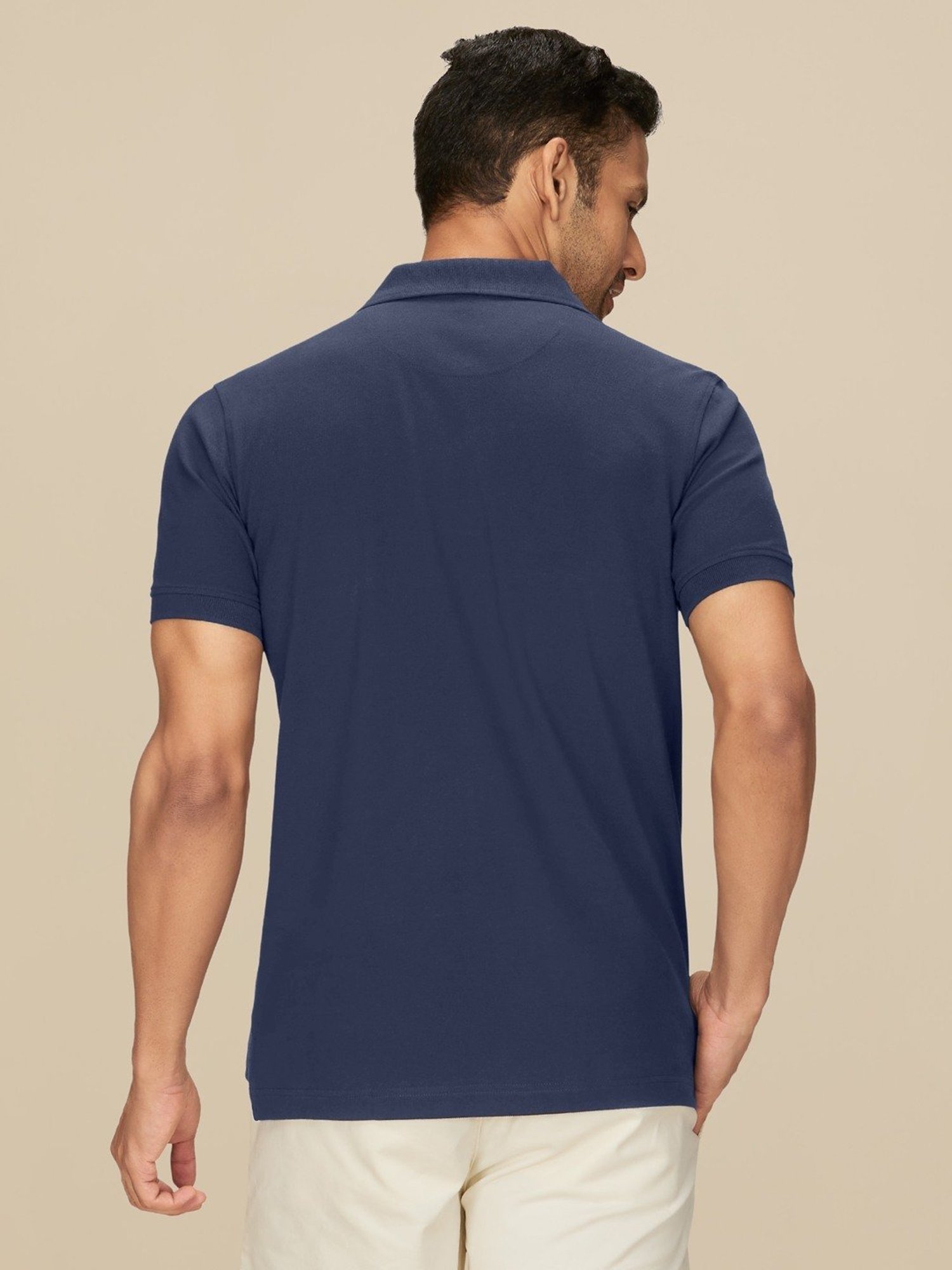 XYXX Midnight Blue Cotton Regular Fit Polo T-Shirts