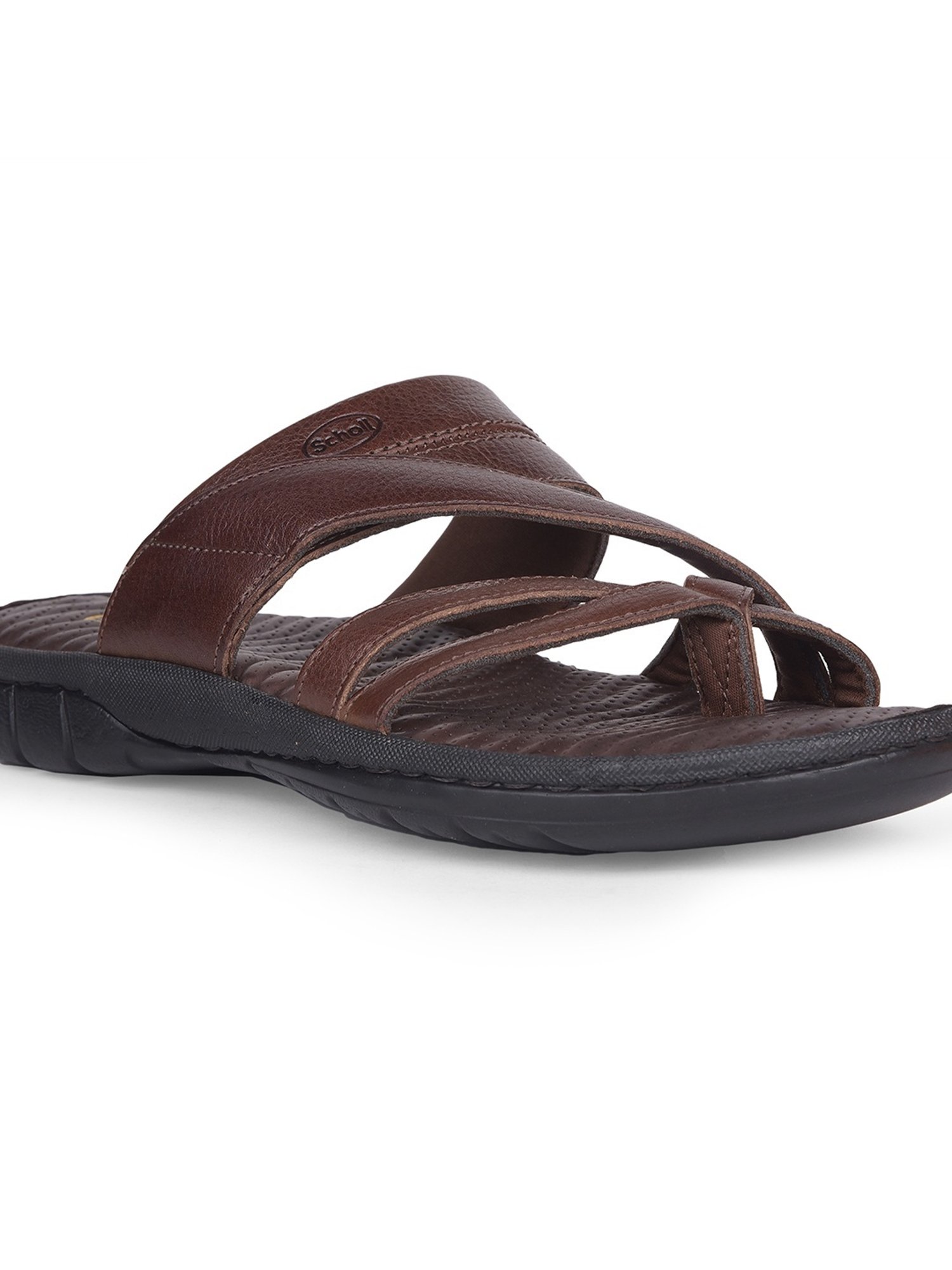 Scholl by Bata Men's NW ERIC Brown Cross Strap Sandals
