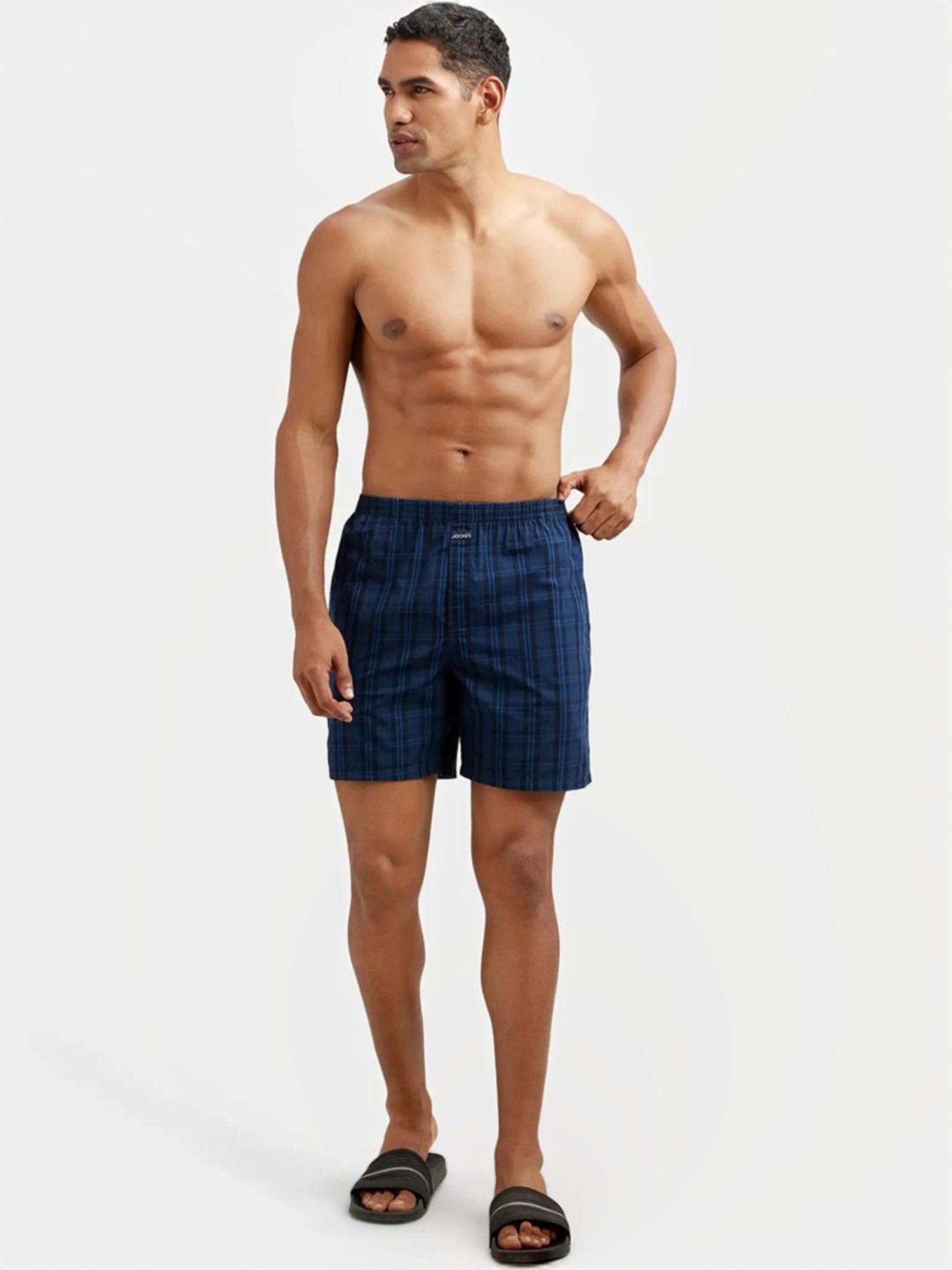 Jockey Black & Navy Regular Fit Check Boxer Shorts - Pack of 2