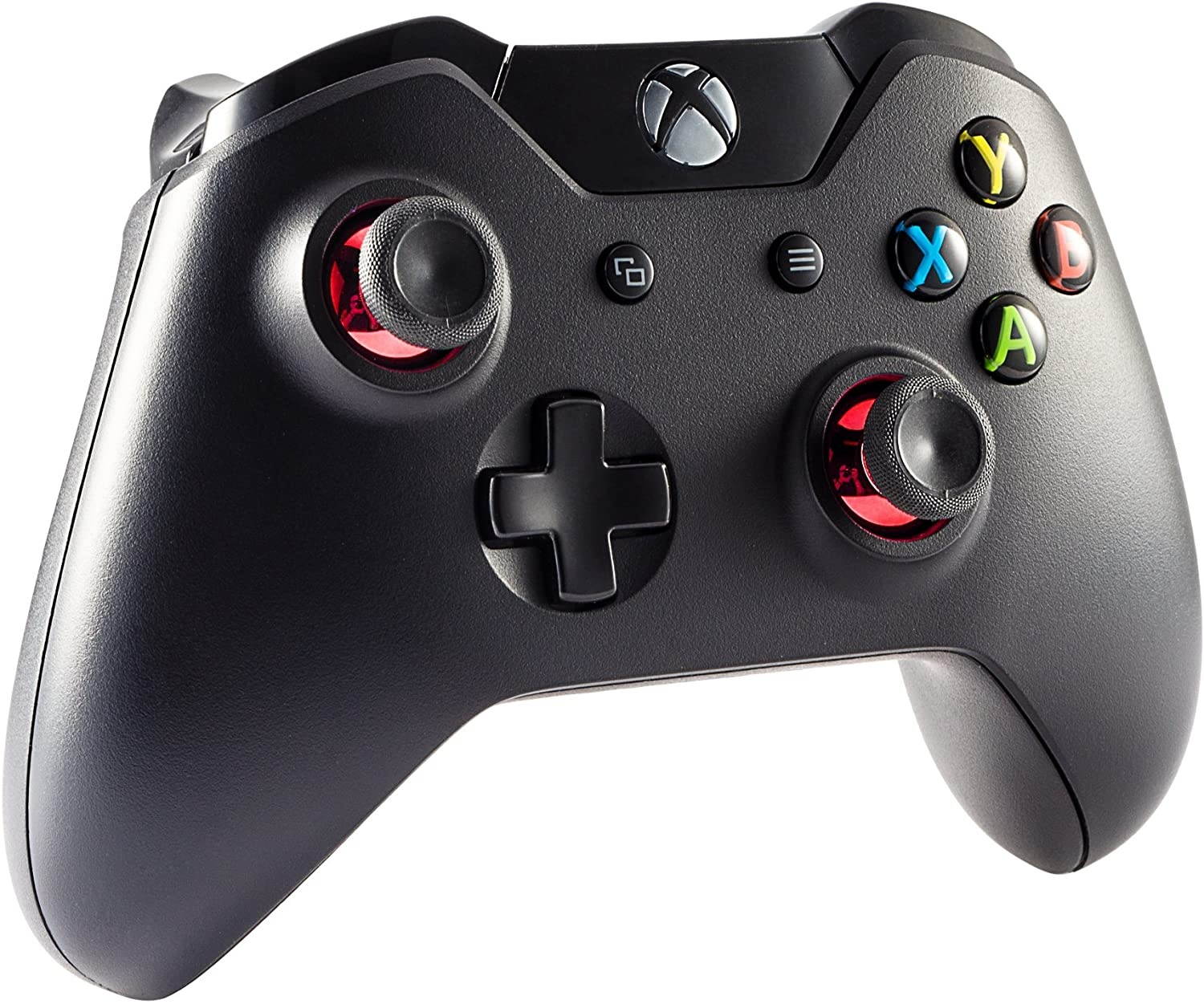 eXtremeRate 10 pcs Rubberized Chrome Red Thumbsticks Buttons Analog Sticks Replacement Parts for Microsoft Xbox One Xbox One S Controller