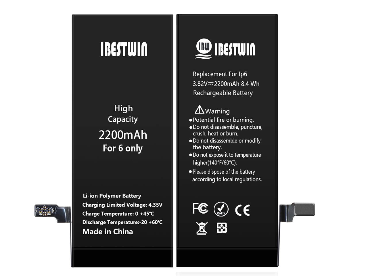 Battery for iPhone 6, IBESTWIN 2200mAh Replacement Battery for iPhone 6 High Capacity with Full Remove Tool Kit and Instruction -3 Year Warranty