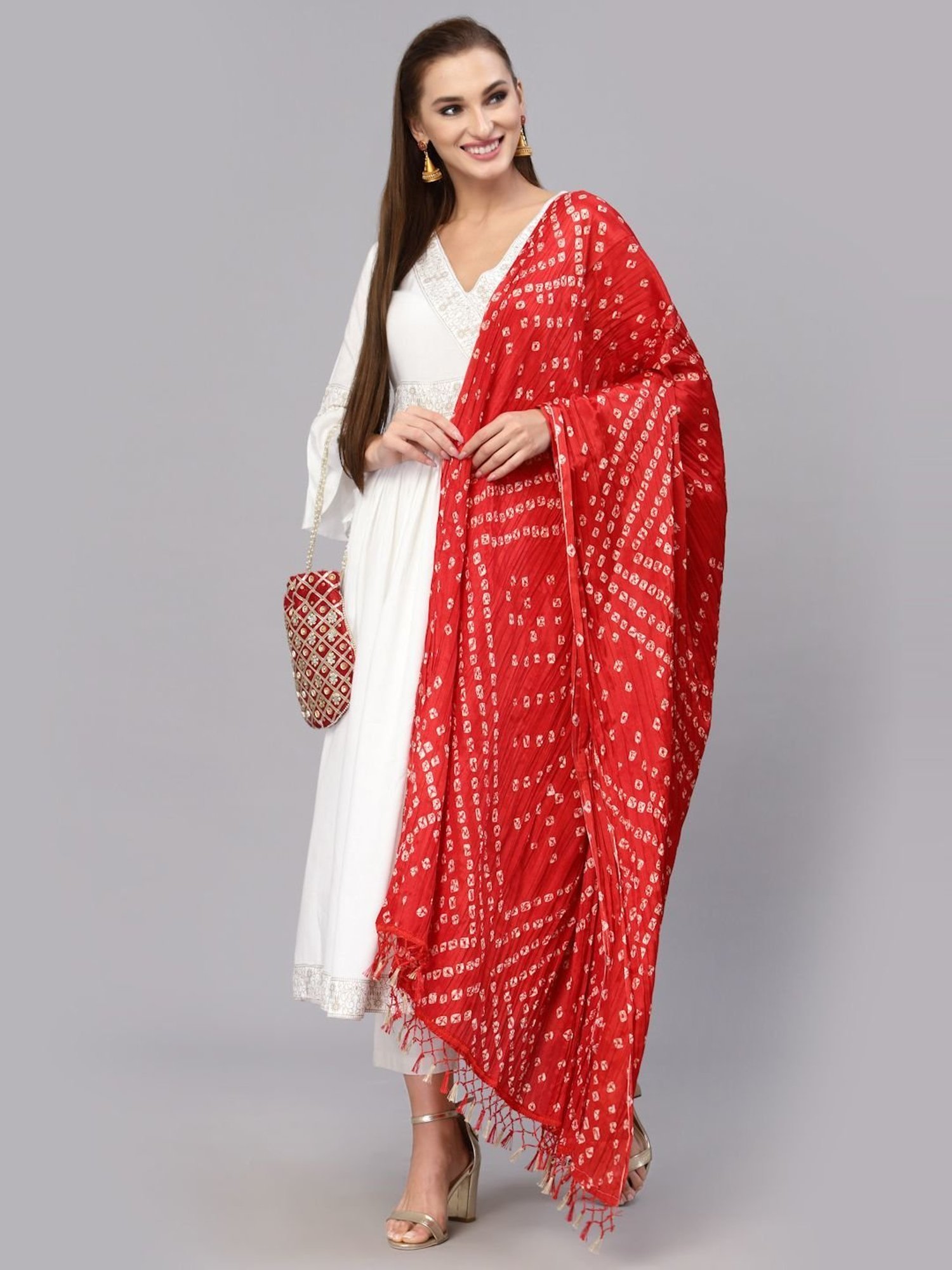 Stylum Red Printed Dupatta