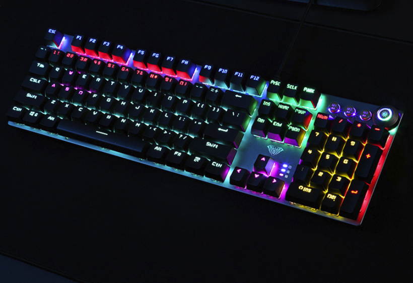 AULA F2088 All  Anti-ghosting Keys, Ergonomic Design, Cool Exterior  USB Wired Real Black Mechanical Gaming Keyboard-Elite Version and White Color Backlit