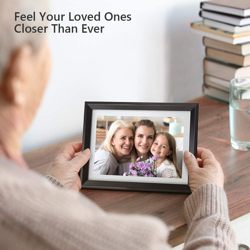 Dragon Touch Digital Picture Frame WiFi 10 inch IPS Touch Screen HD Display, 16GB Storage, Auto-Rotate, Share Photos via App, Email, Cloud - Classic 10  color white