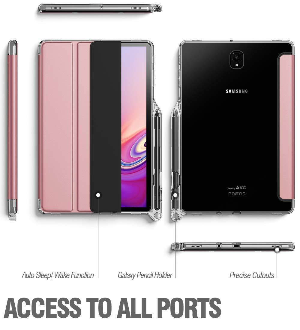 Galaxy Tab S4 10.5 Tablet Case,Poetic Tri-fold Leather Flip Cover Rose Gold