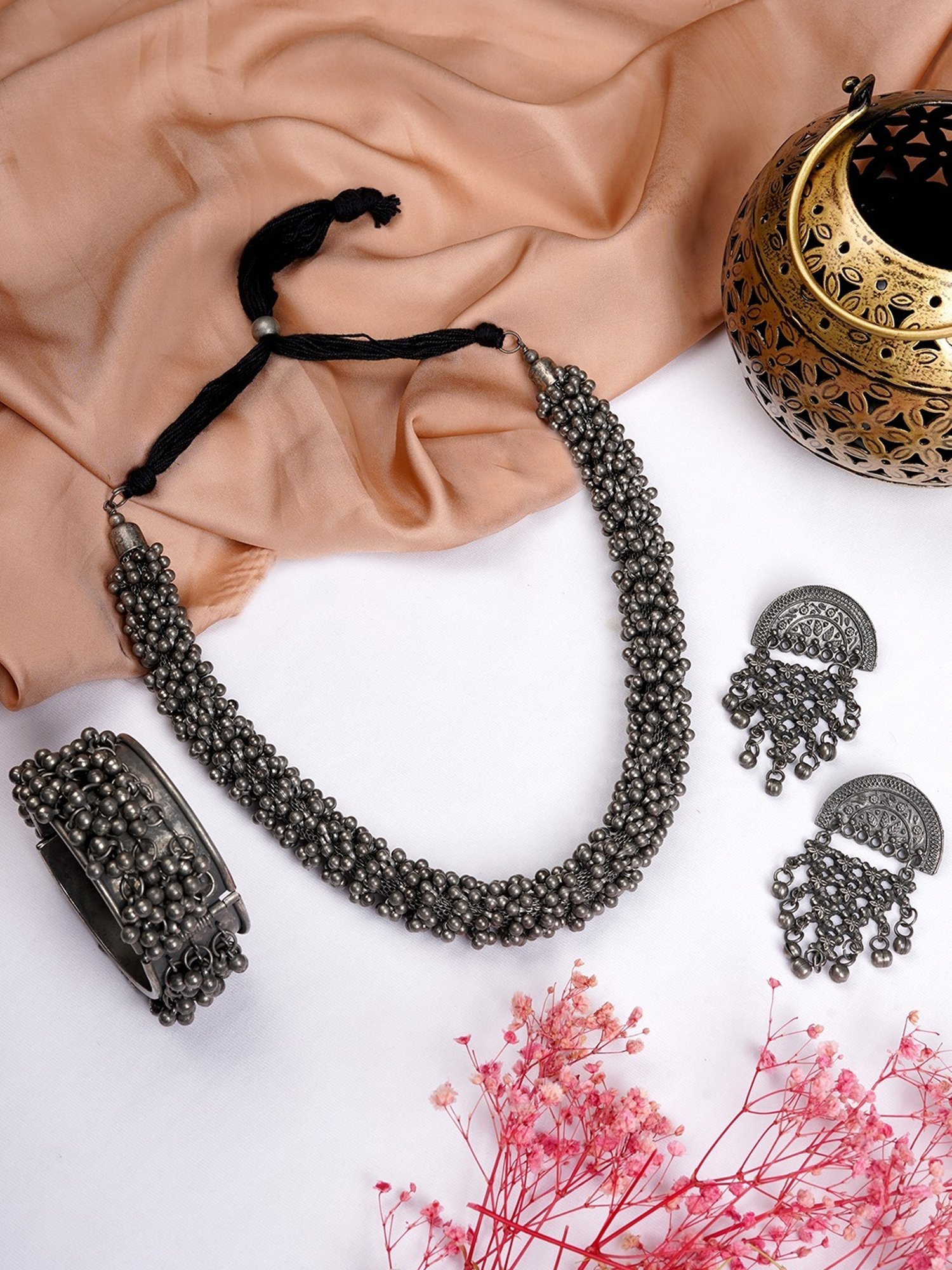 Teejh Pitara Collection Manvita Ghungroo Oxidized Jewellery Set