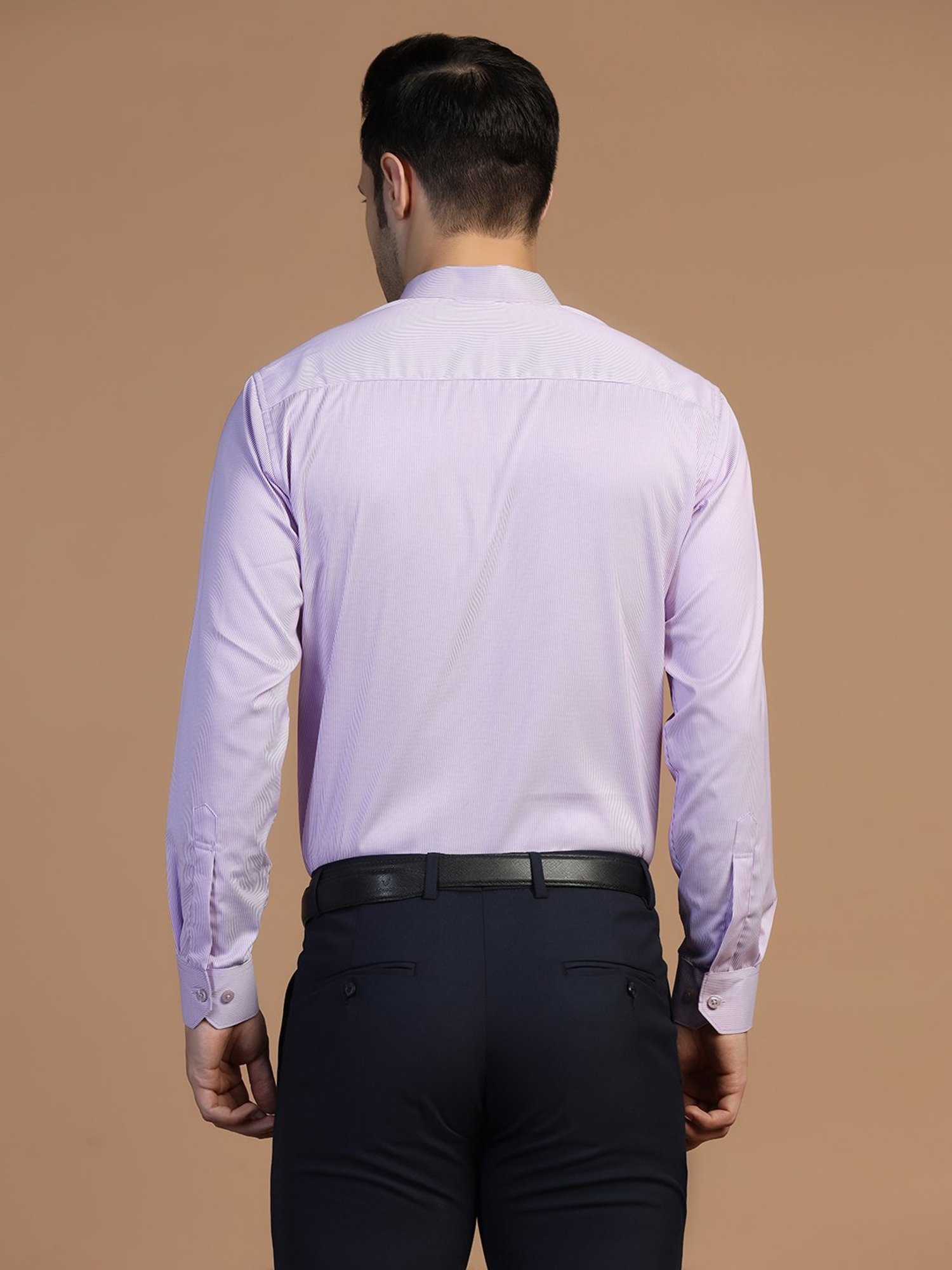 TAHVO Purple Regular Fit Striped Shirt