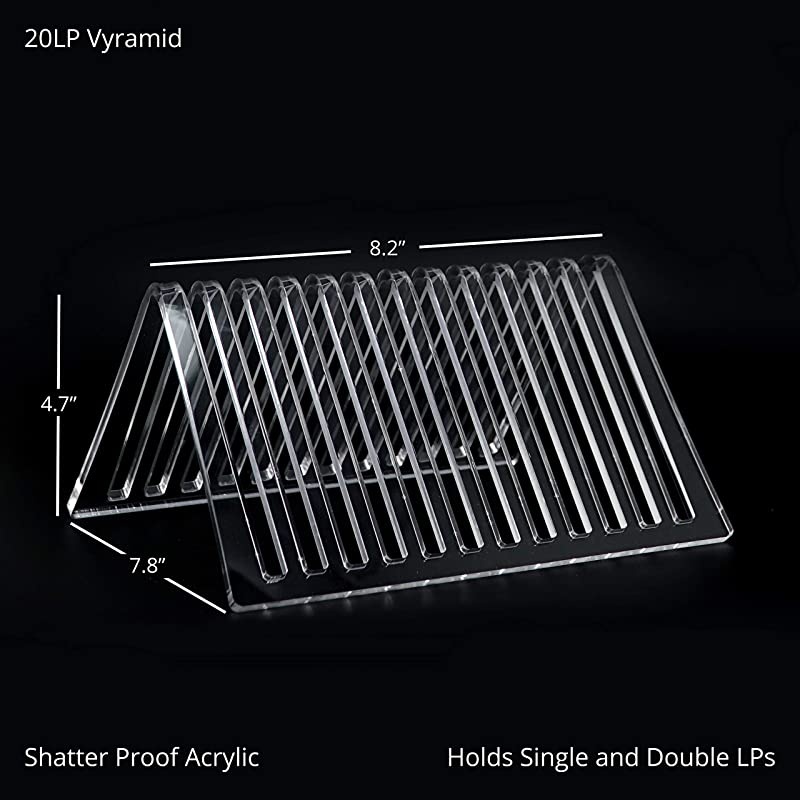 Vyramid Vinyl Record Storage Record Holder for Albums Vinyl Organizer Record Album Storage Fits 7quot 10quot 12quot Discs 33 45 78 RPM Acrylic Vinyl Storage Rack Holds 12LPs 2 Pack