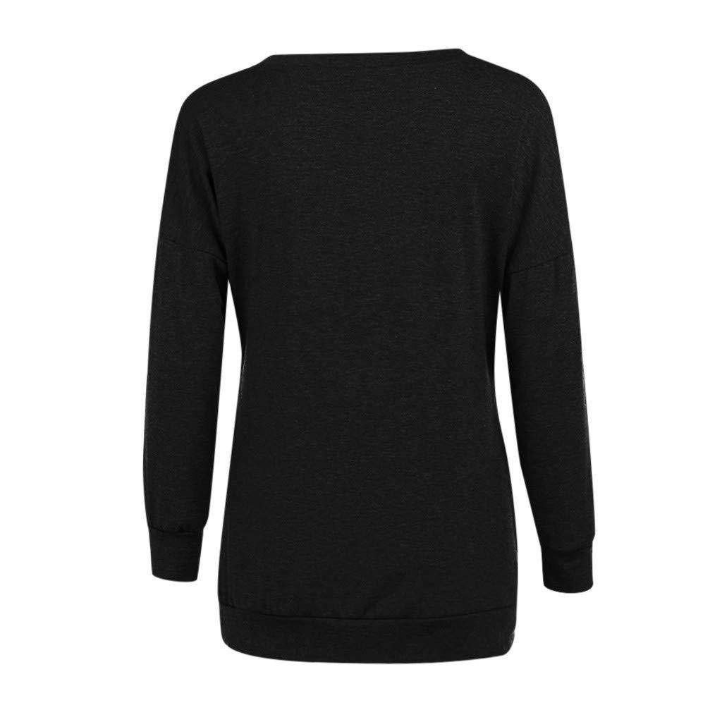 Shusuen Women Casual Long Sleeve Round Neck Sweatshirt Loose T Shirt Blouses Tops