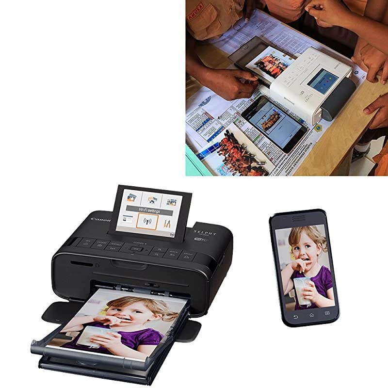 Canon SELPHY CP1300 Wireless Compact Photo Printer Black + Canon KP108IN Color Ink Paper Set Produces up to 108 of 4 x 6 Prints + USB Printer Cable +  Ultra Gentle Cleaning Cloth