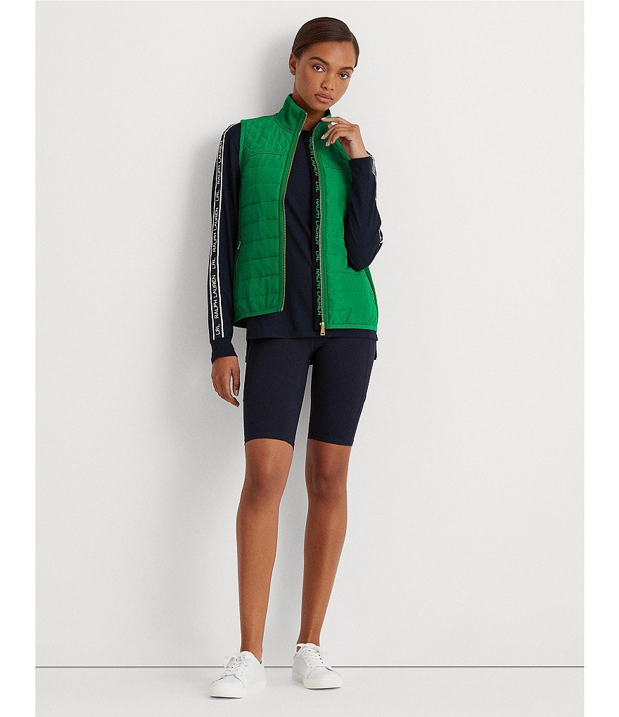 Ruby Rd. Soft Paisley Print Stand Collar Zip Front Patch Pocket Vest