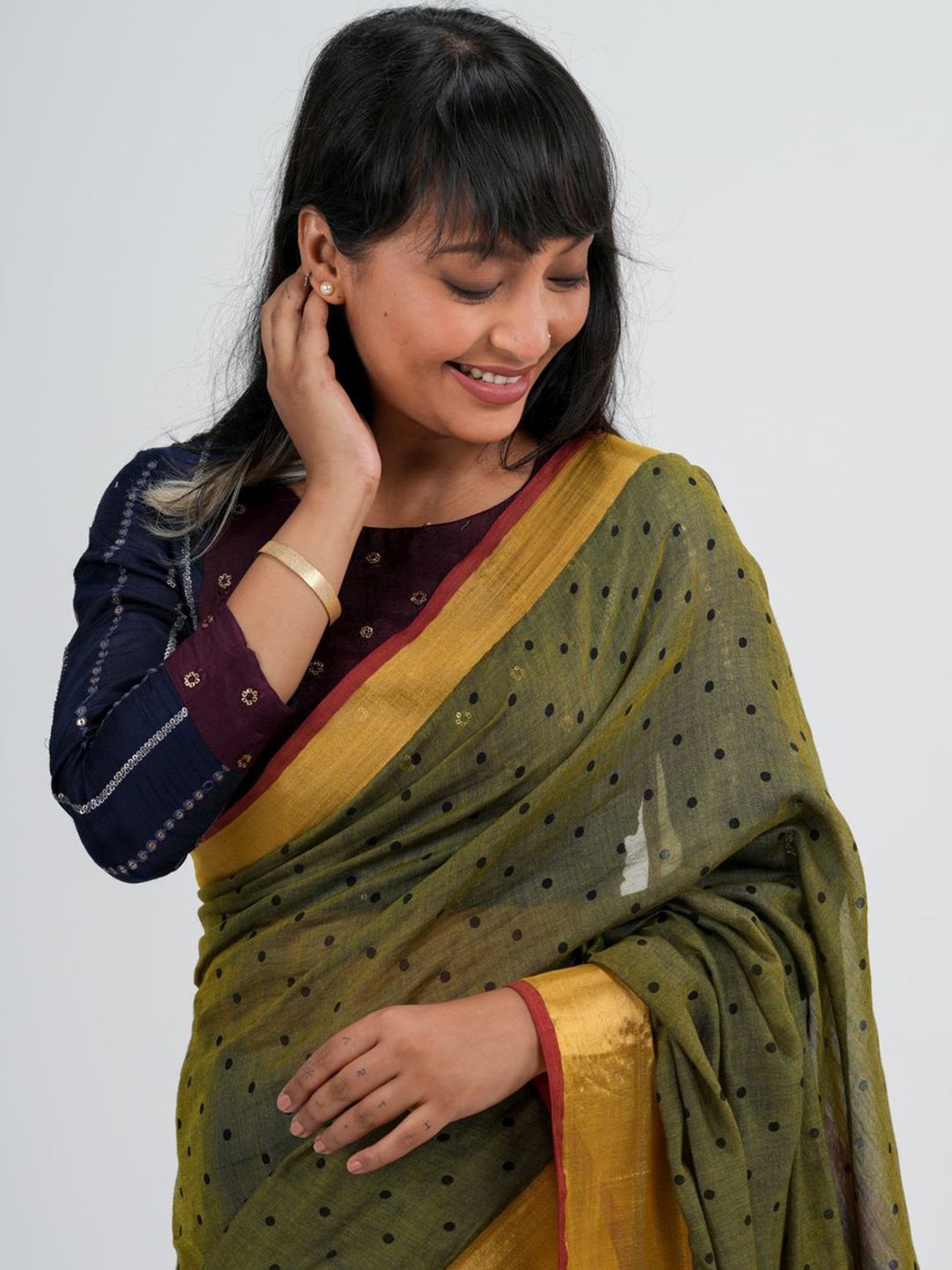 Suta Navy & Purple Embellished Blouse