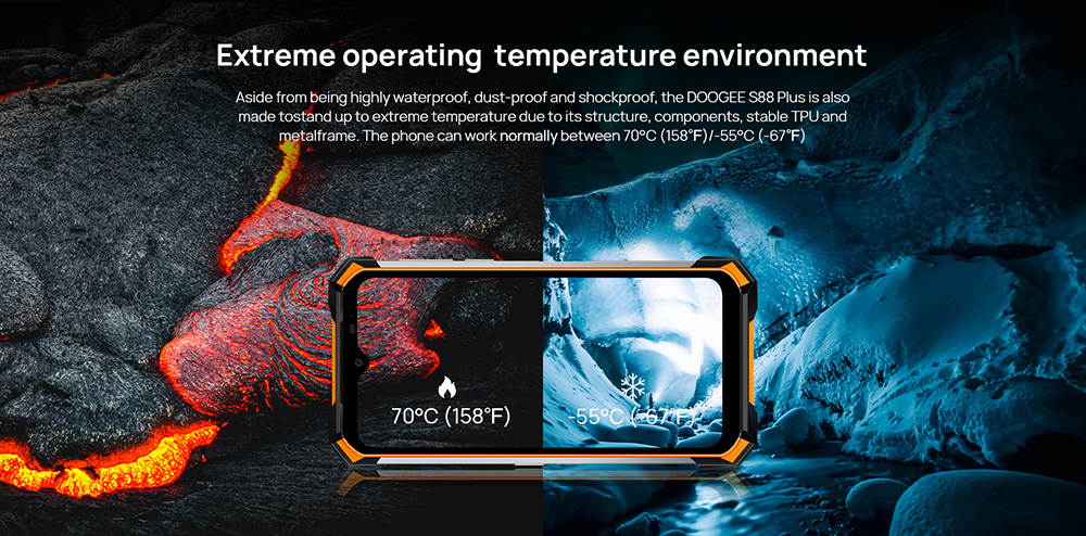 DOOGEE S88 Plus Android 10, 8GB+ 128GB, 48MP + 8MP Cameras, 10000mAh Battery, 6.3 inches FHD+ Waterdrop Screen, IP68 Waterproof Mobile Phone, 4G Dual SIM, NFC/GPS