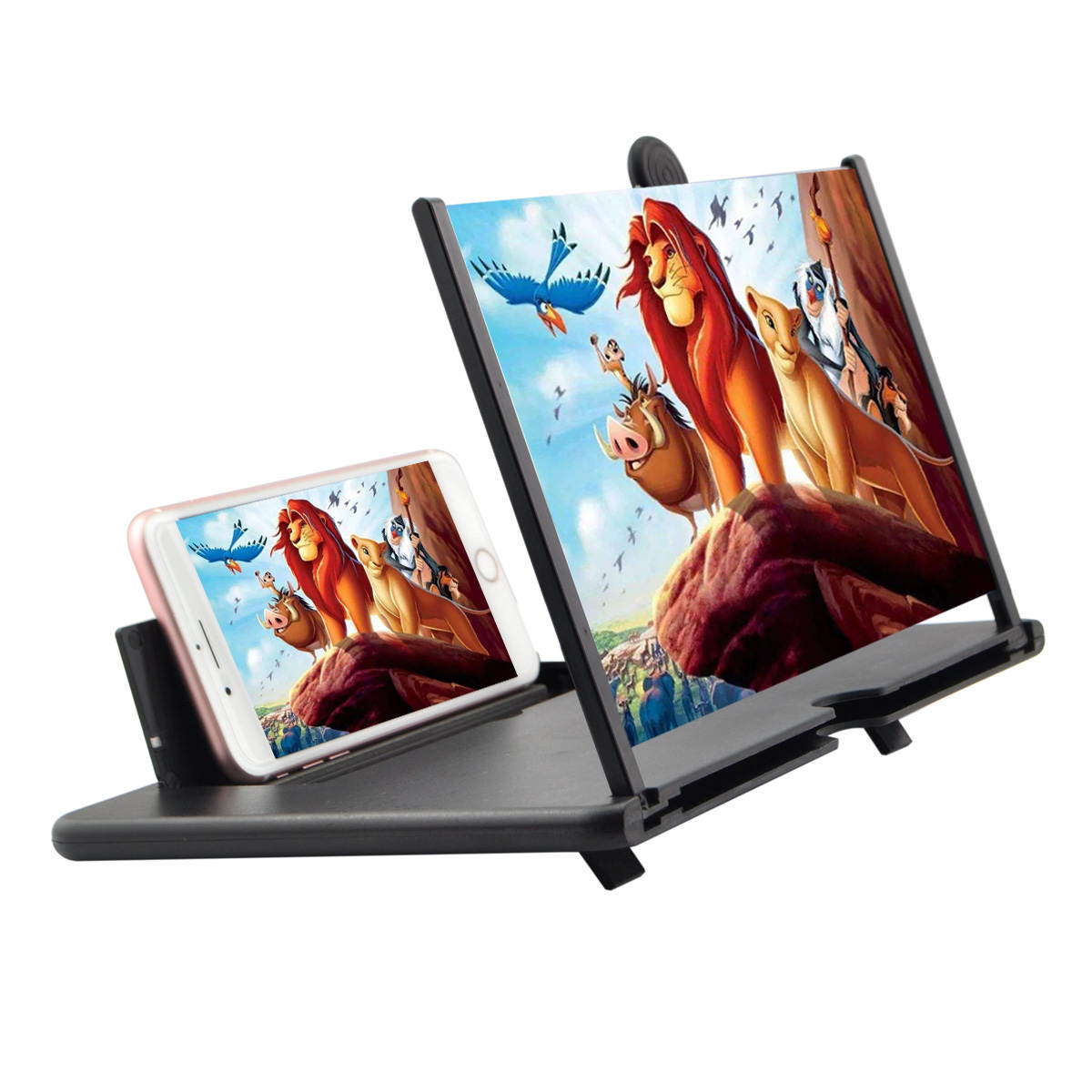 iKKEGOL 12" Screen Magnifier, 3D HD Mobile Phone Enlarger Magnifying Amplifier Projector for Movies Videos and Gaming, Foldable Phone Stand Support All Smartphones