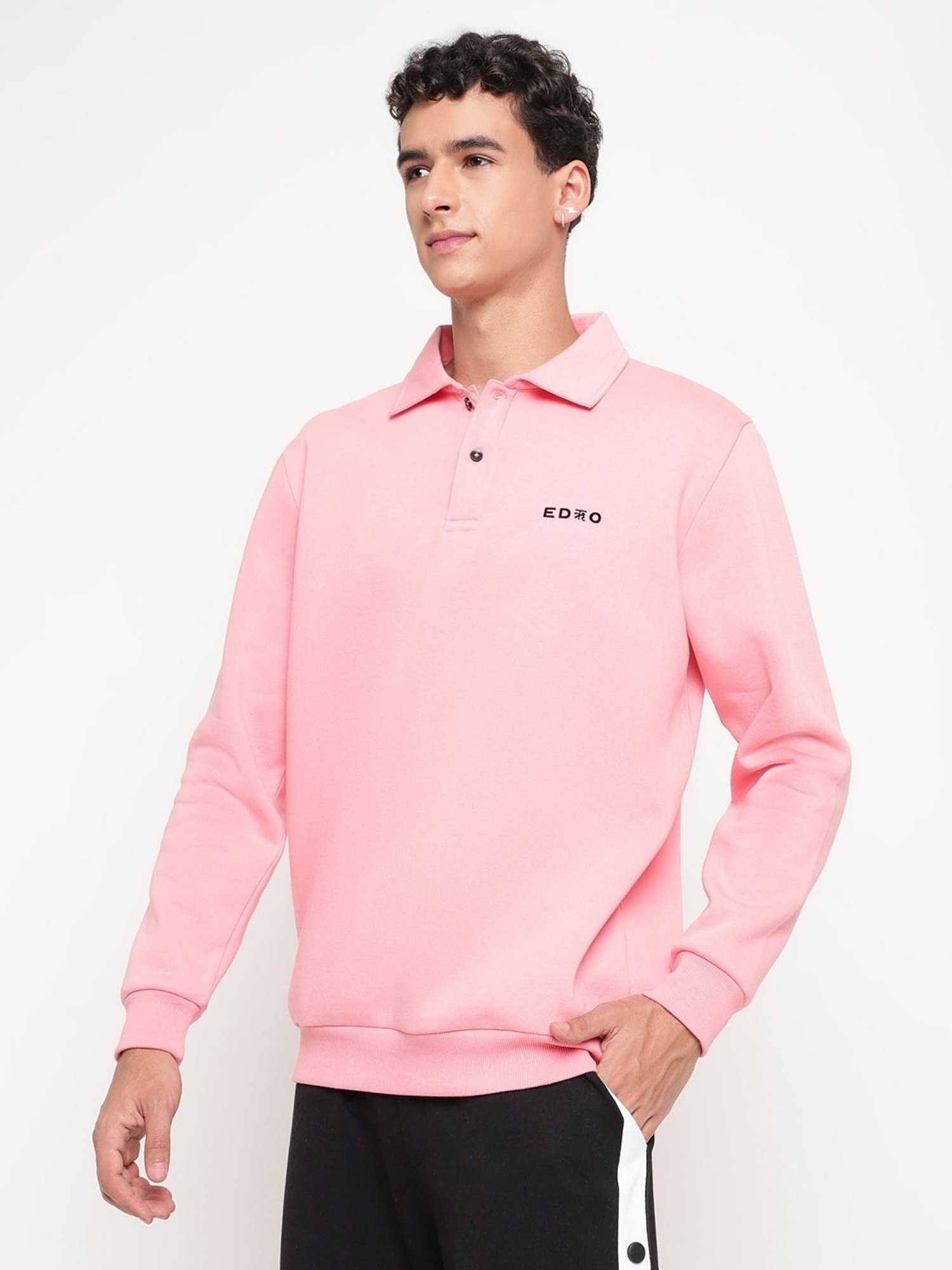 EDRIO Flamingo Pink Relaxed Fit Polo T-Shirt
